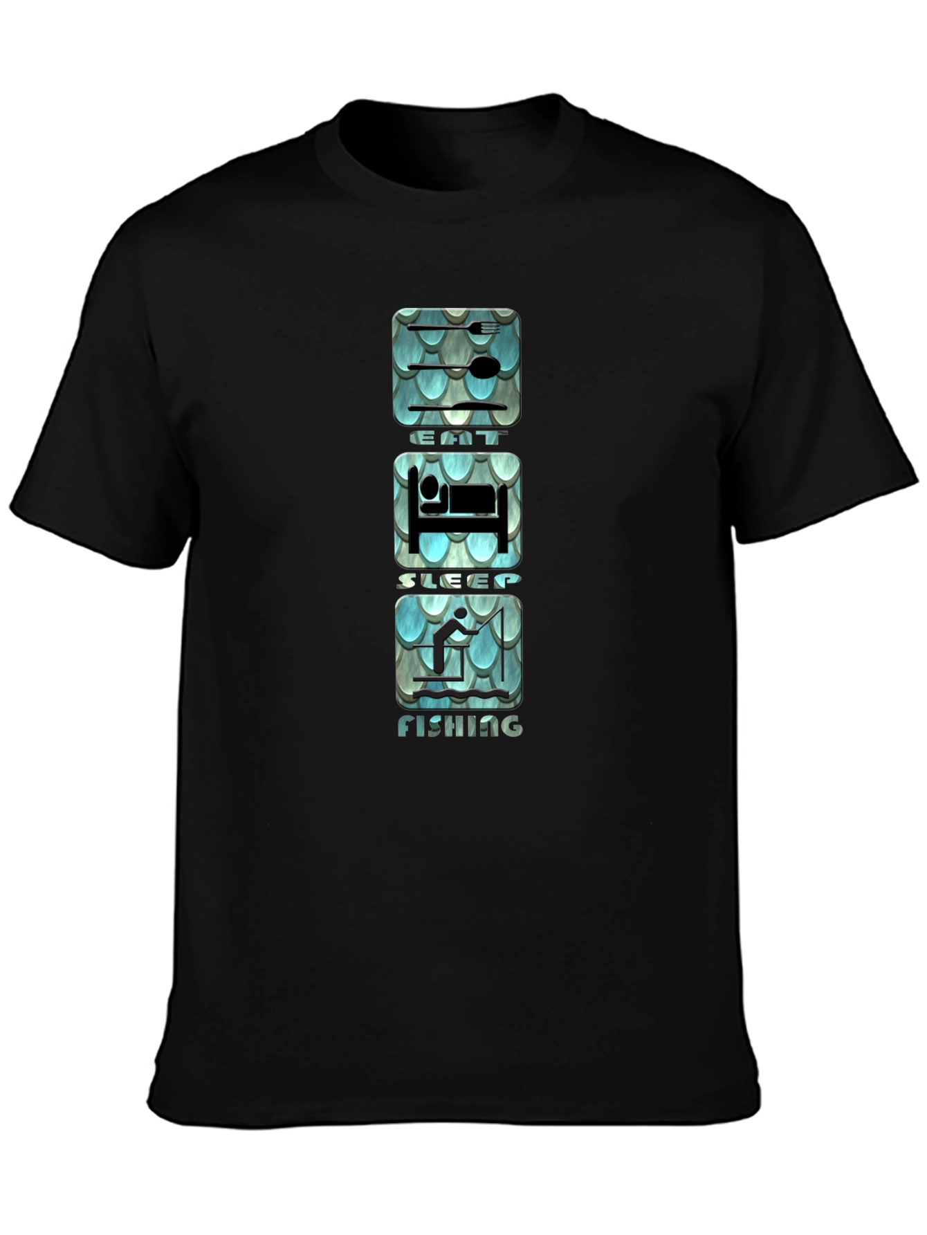 Eat Sleep Fishing Graphic Tee - Black Cotton T-Shirt