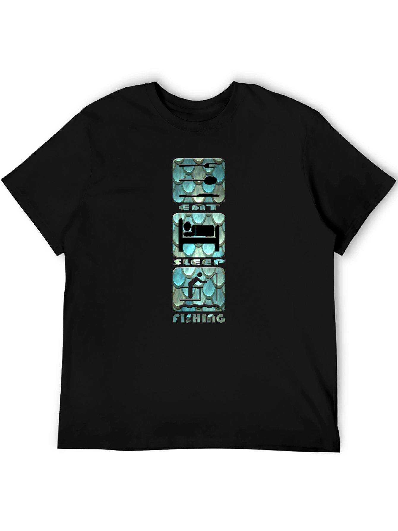 Eat Sleep Fishing Graphic Tee - Black Cotton T-Shirt