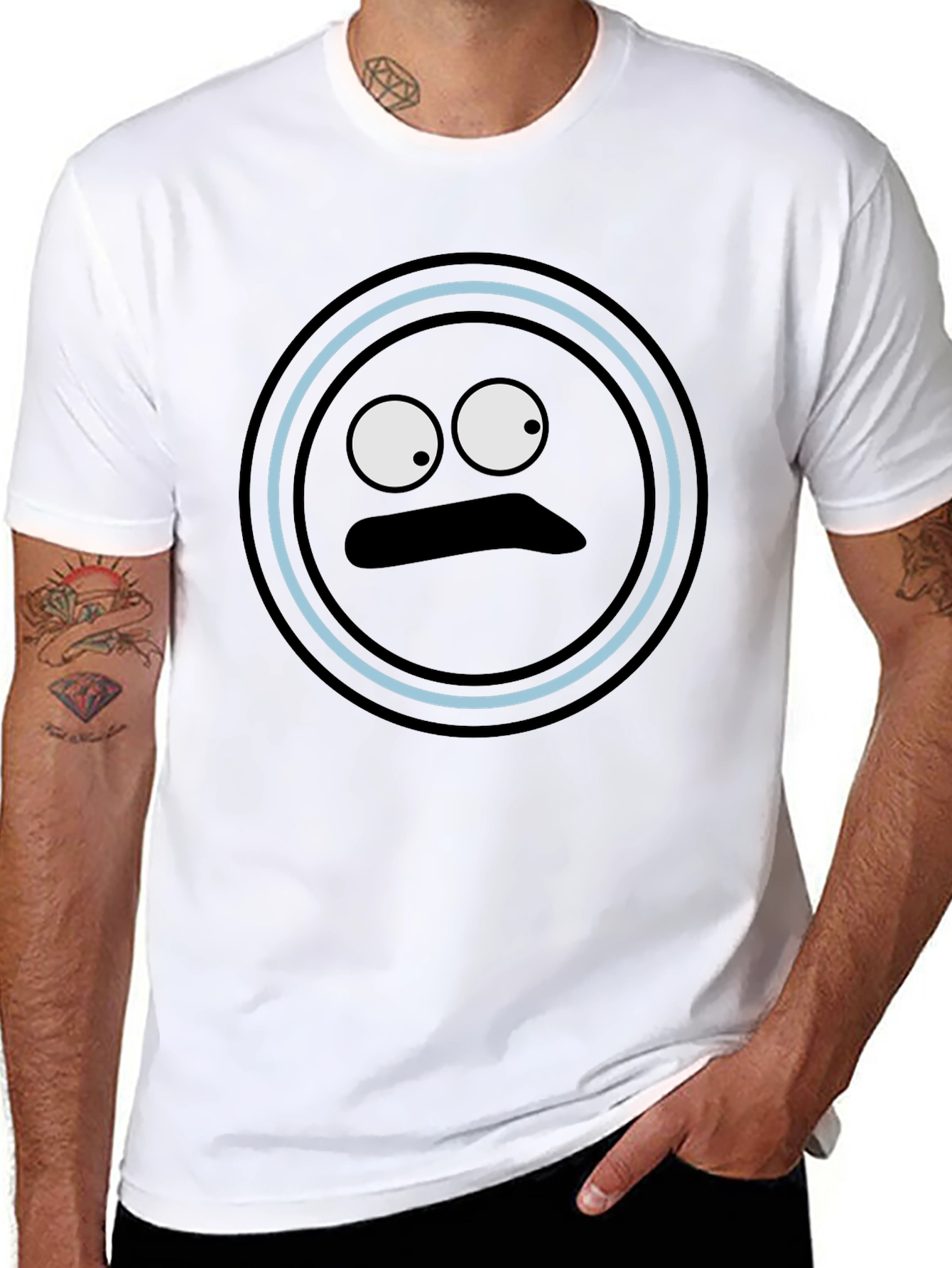 Funny Black T-Shirt with Googly Eye Face Design