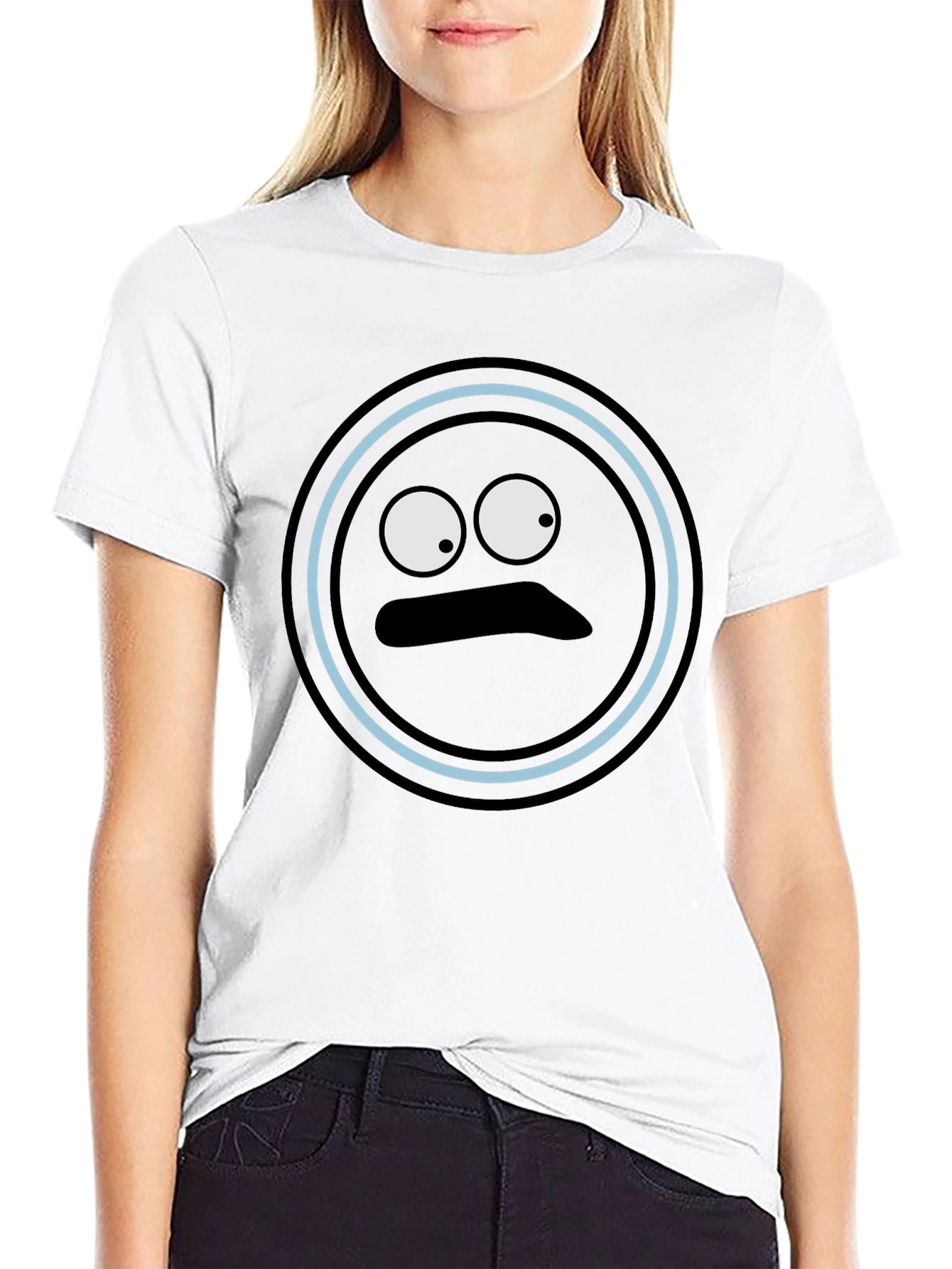 Funny Black T-Shirt with Googly Eye Face Design