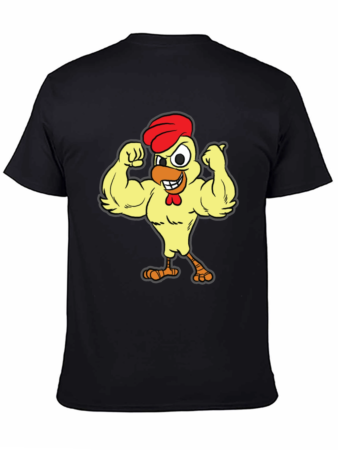 Funny Buff Chicken Cartoon Graphic T-Shirt