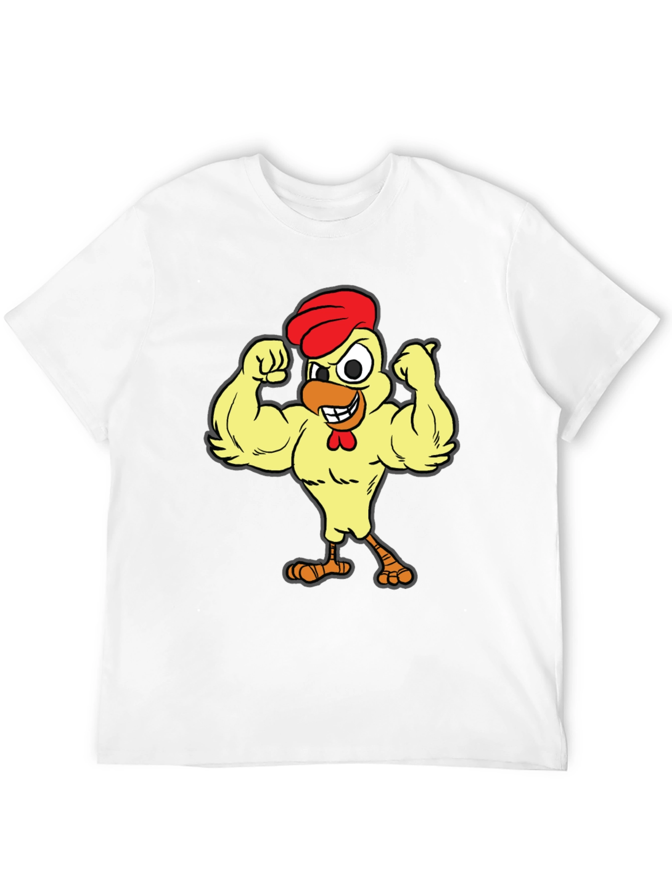 Funny Buff Chicken Cartoon Graphic T-Shirt