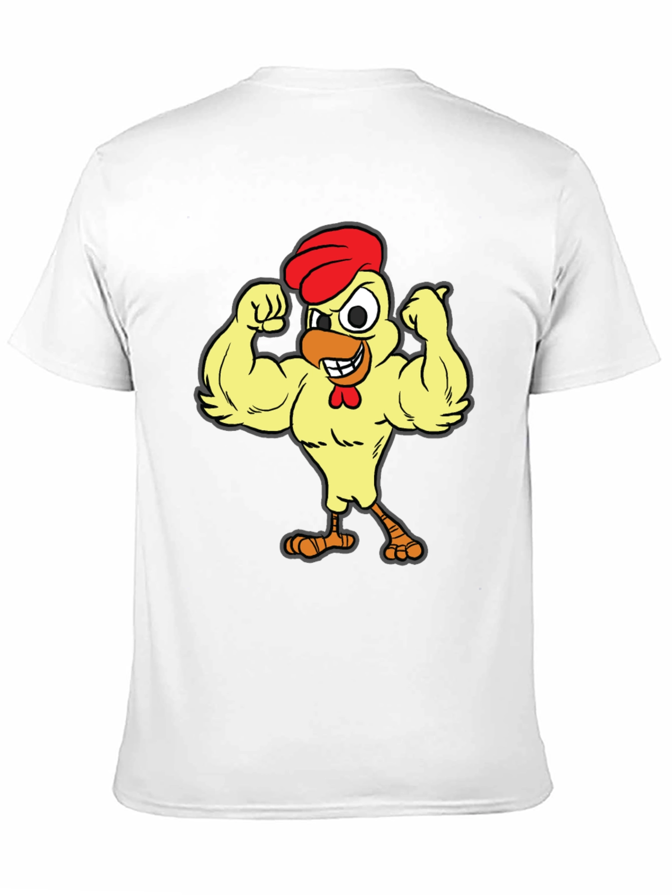 Funny Buff Chicken Cartoon Graphic T-Shirt