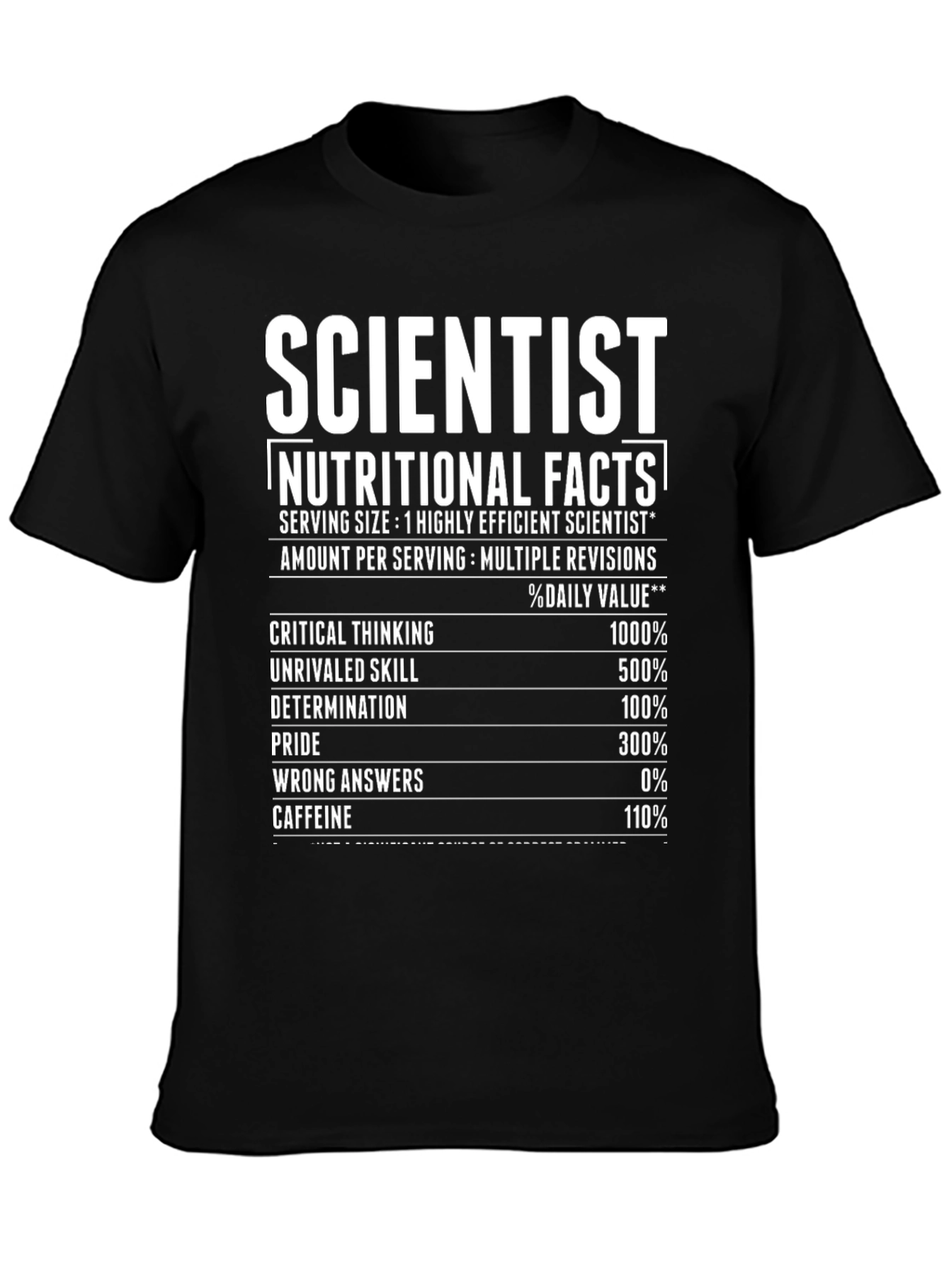 Scientist Nutritional Facts T-Shirt
