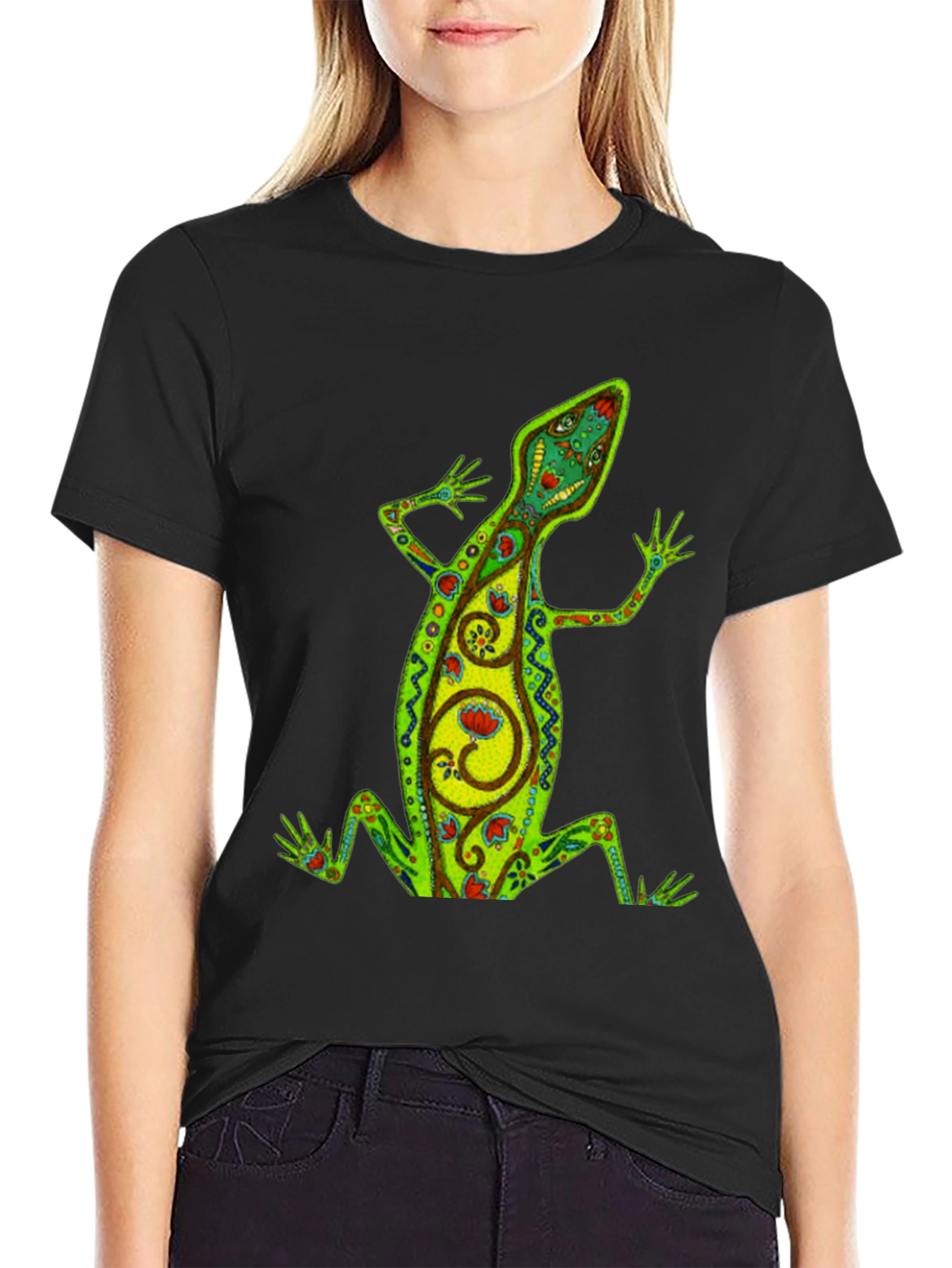 Cool Lizard Graphic Black T-Shirt