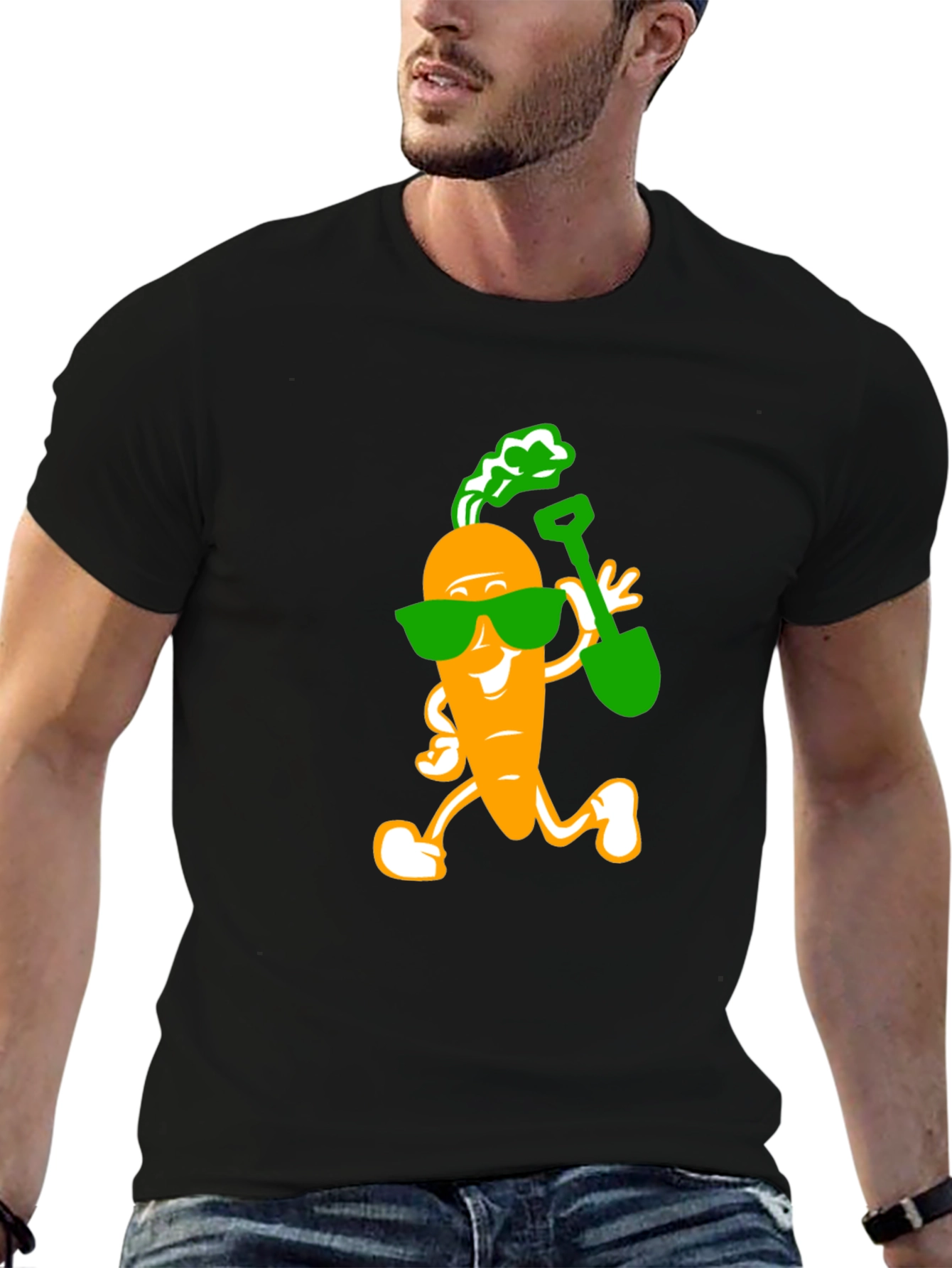 Funny Carrot with Shovel Graphic T-Shirt