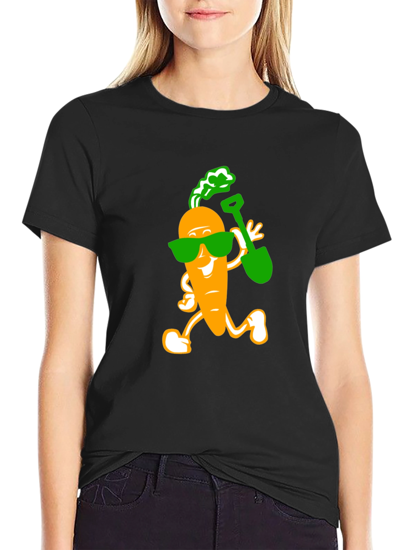 Funny Carrot with Shovel Graphic T-Shirt