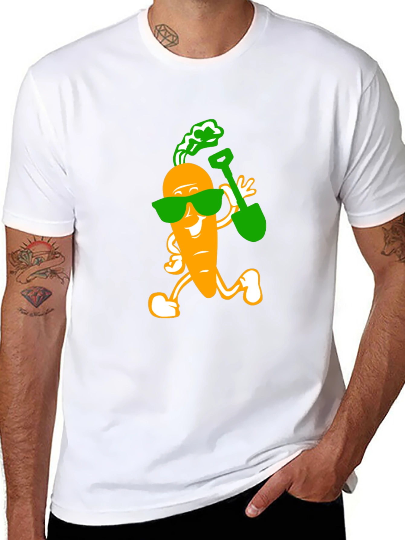 Funny Carrot with Shovel Graphic T-Shirt
