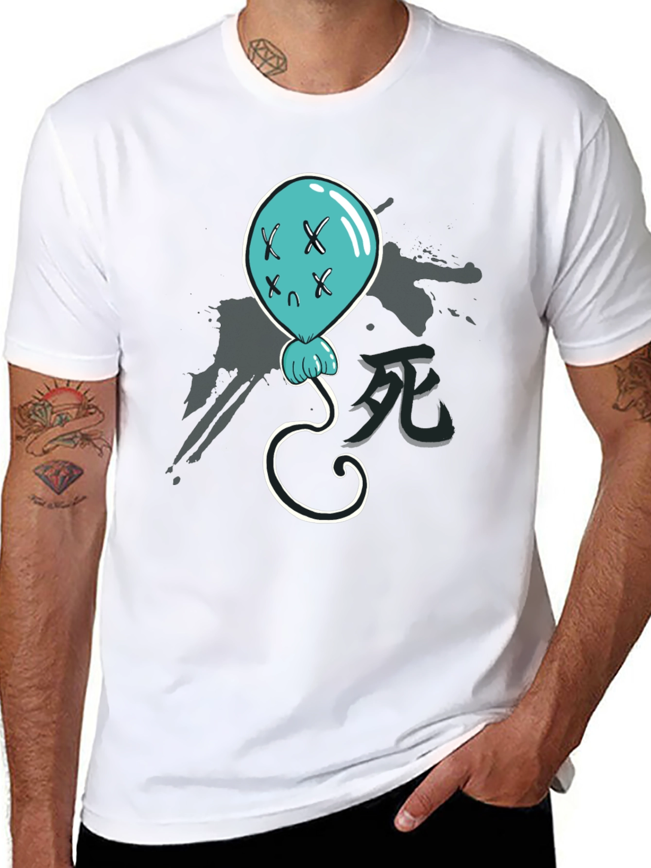 Creepy Balloon Graphic T-Shirt - Black Cotton