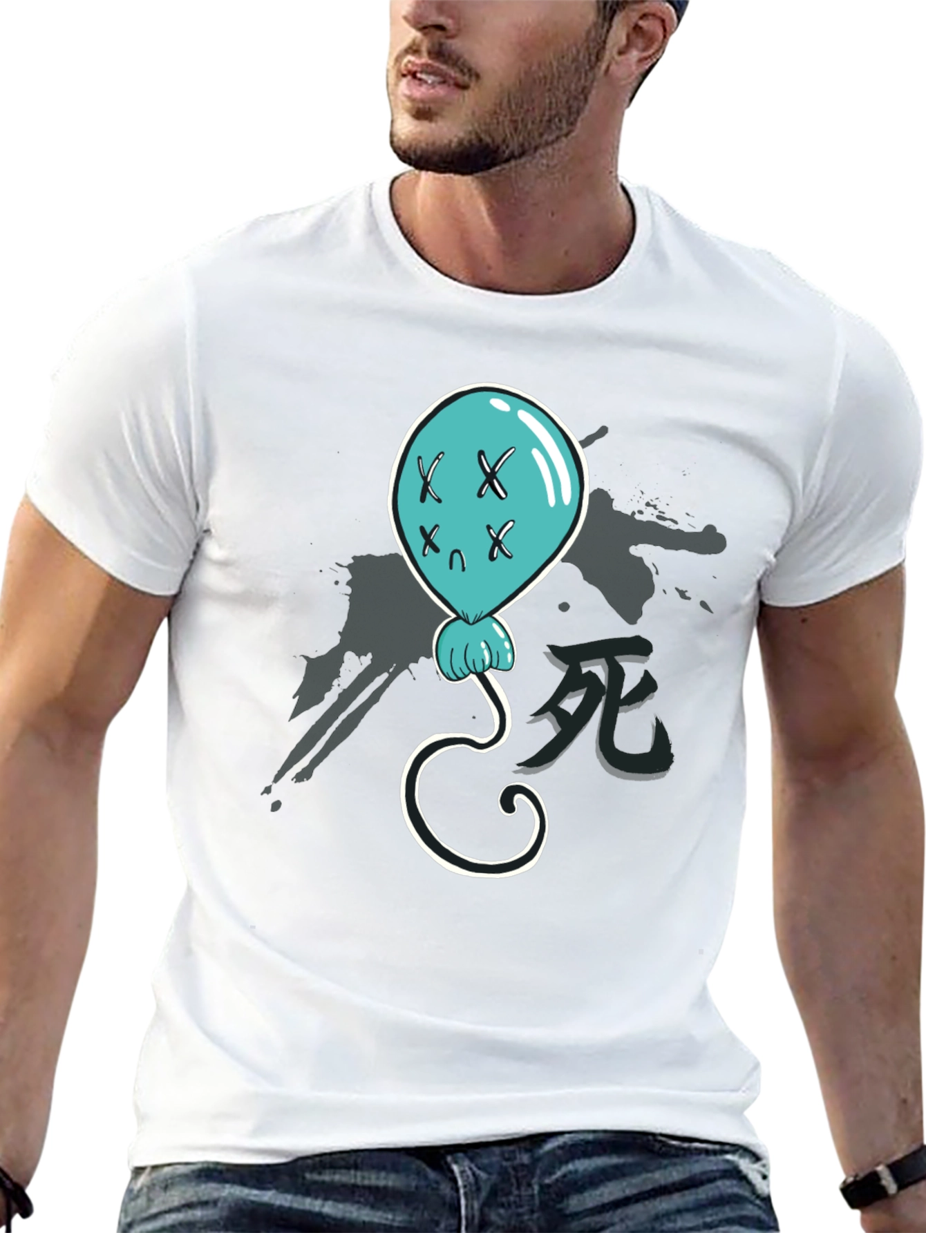 Creepy Balloon Graphic T-Shirt - Black Cotton