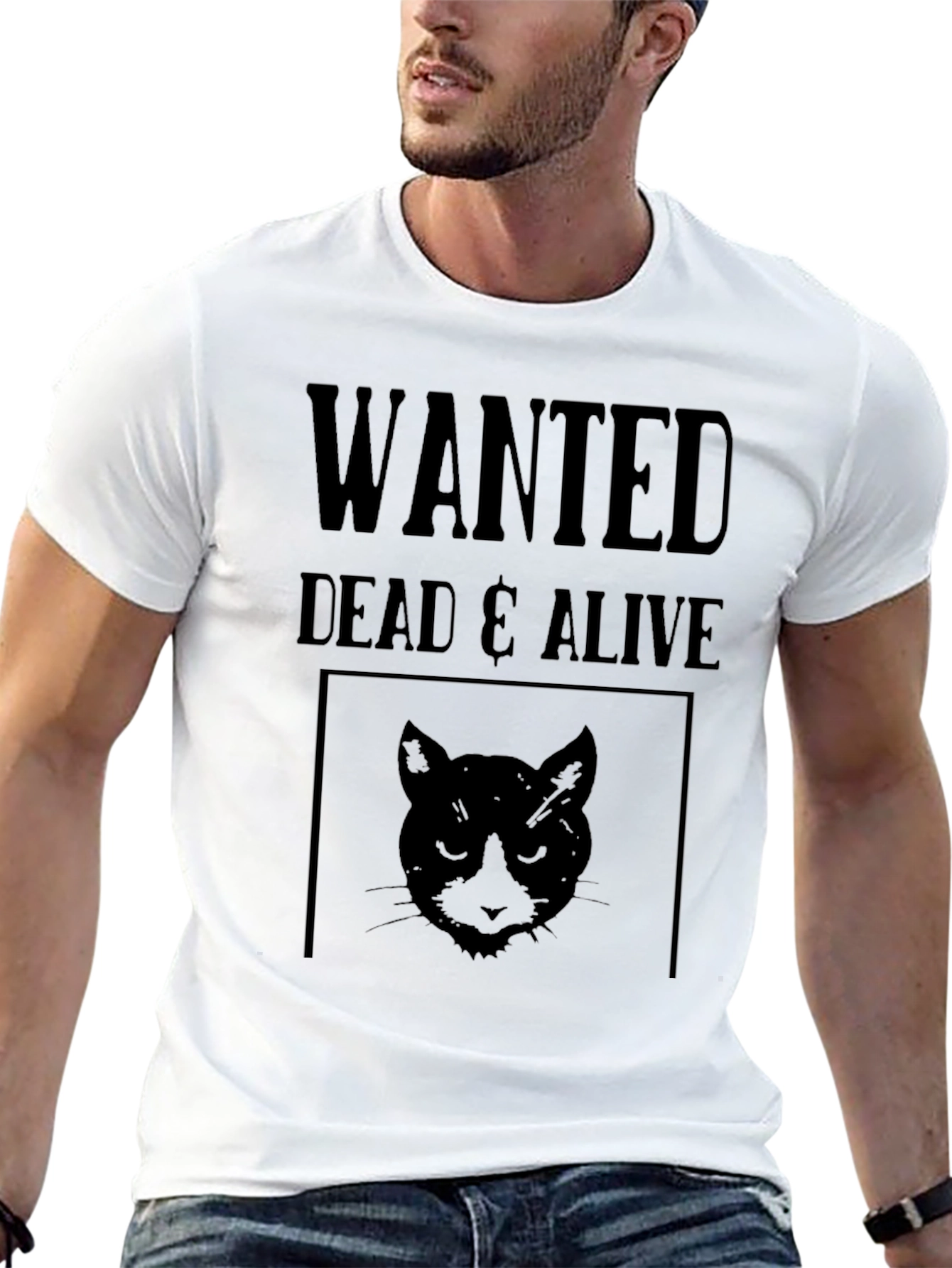 Wanted Dead & Alive Cat T-Shirt - Black