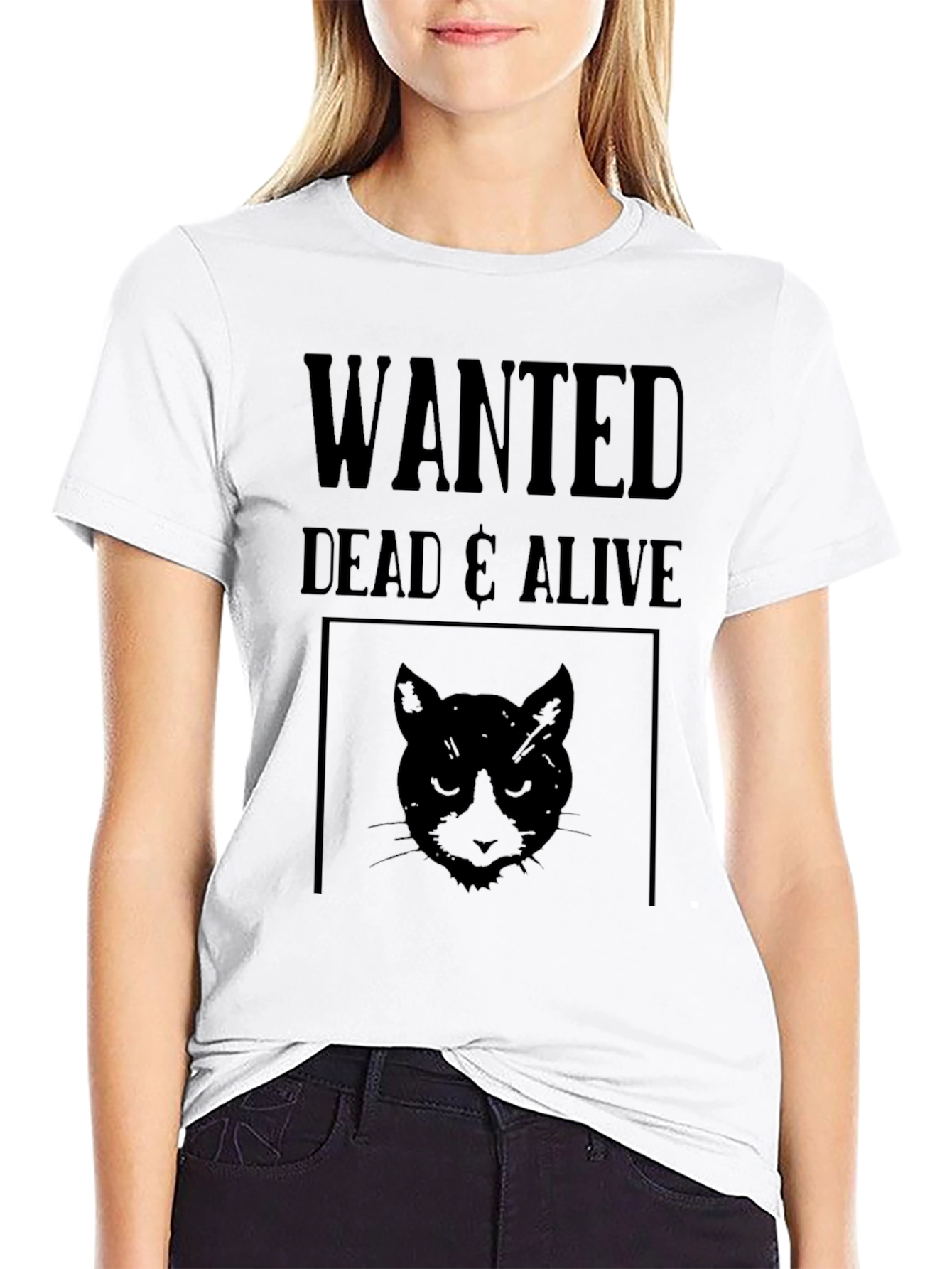 Wanted Dead & Alive Cat T-Shirt - Black