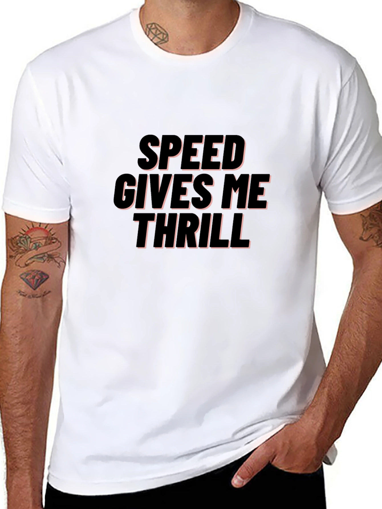 Speed Gives Me Thrill Black Graphic Tee