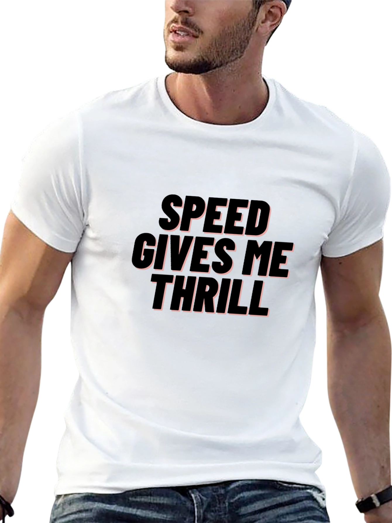 Speed Gives Me Thrill Black Graphic Tee