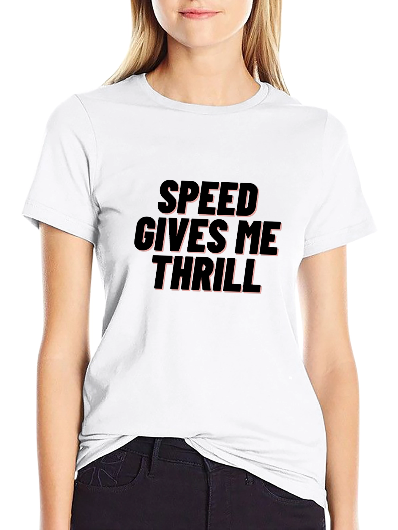 Speed Gives Me Thrill Black Graphic Tee