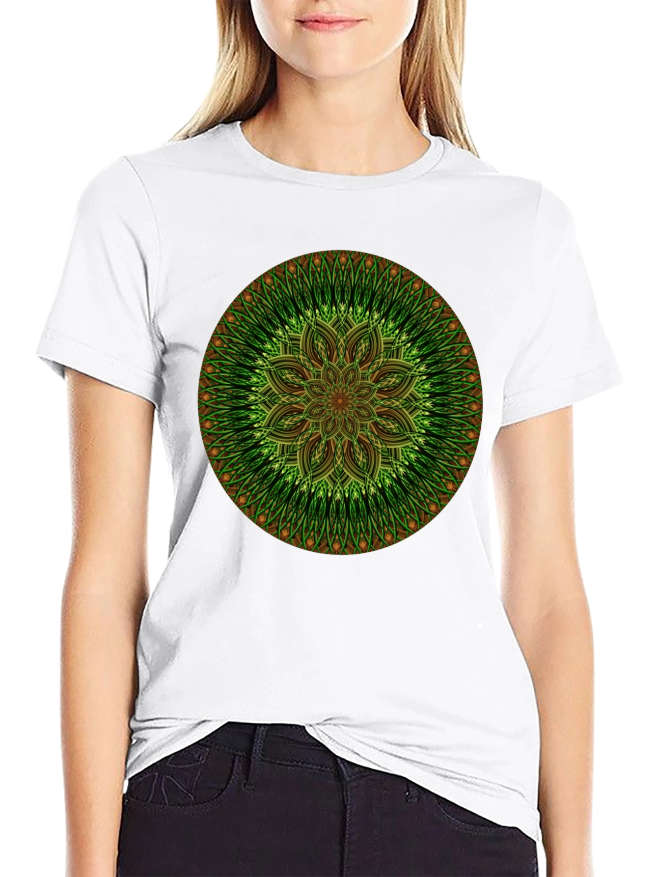 Green Mandala Graphic Tee - Casual Comfort