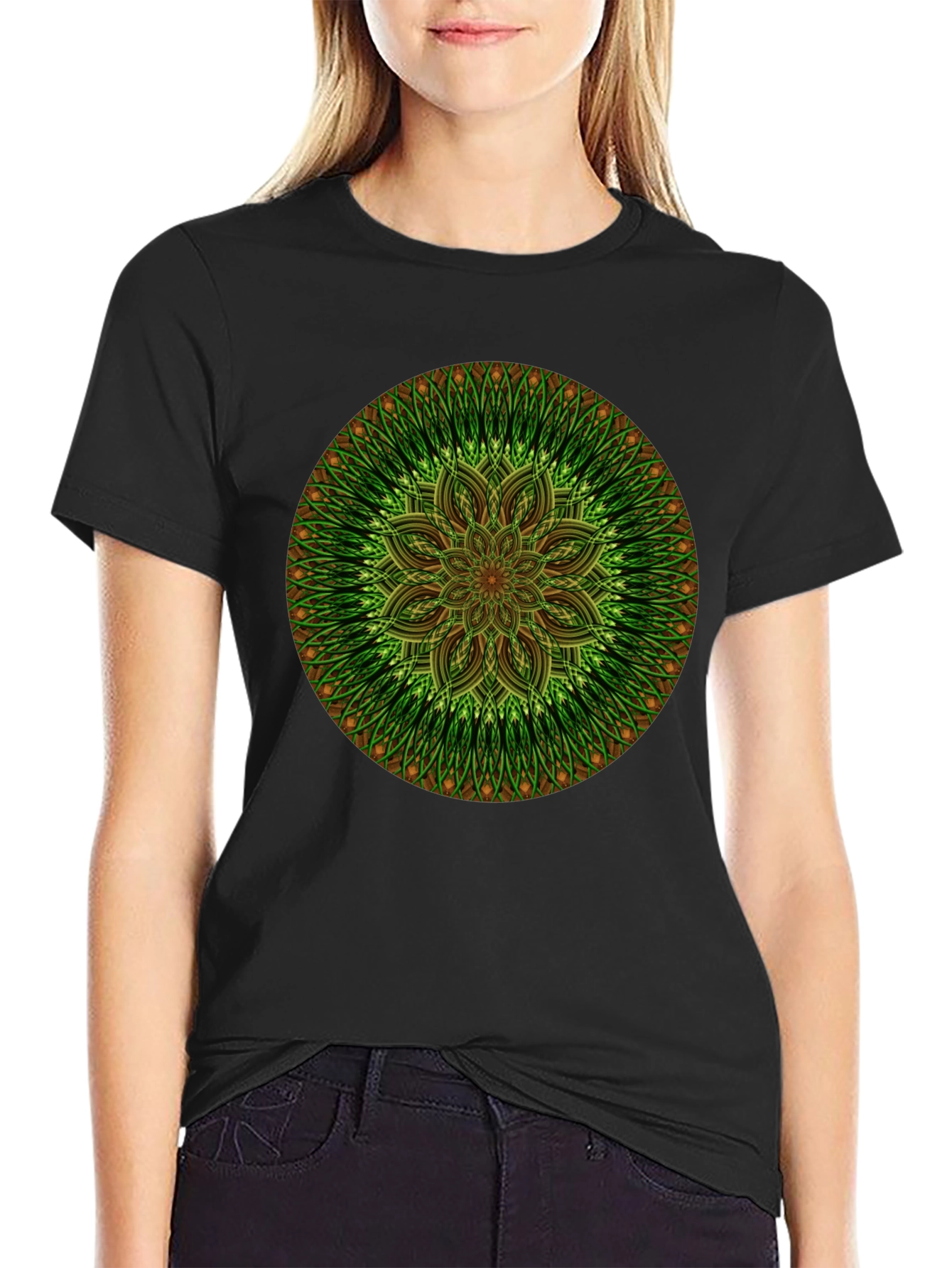 Green Mandala Graphic Tee - Casual Comfort
