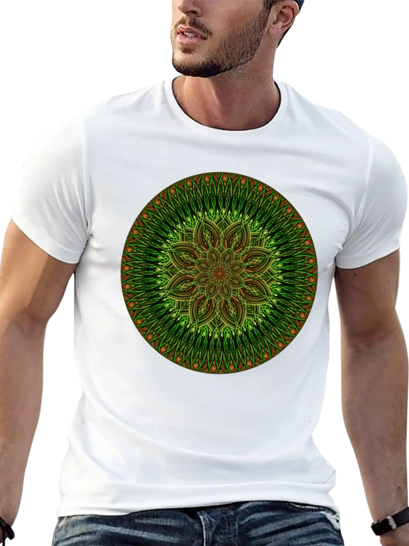 Green Mandala Graphic Tee - Casual Comfort