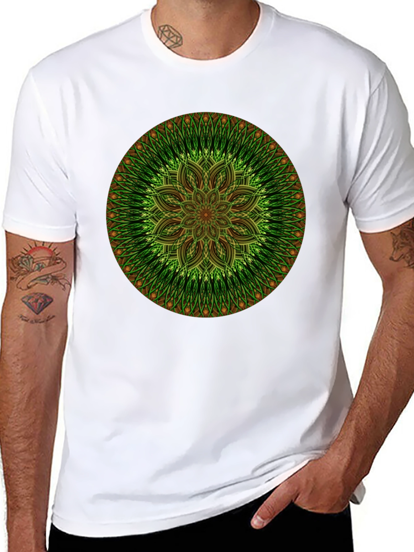 Green Mandala Graphic Tee - Casual Comfort