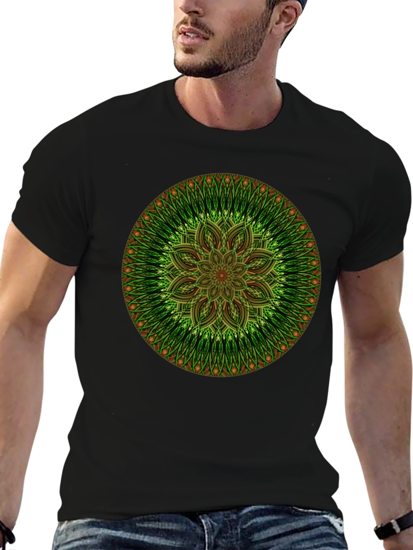 Green Mandala Graphic Tee - Casual Comfort