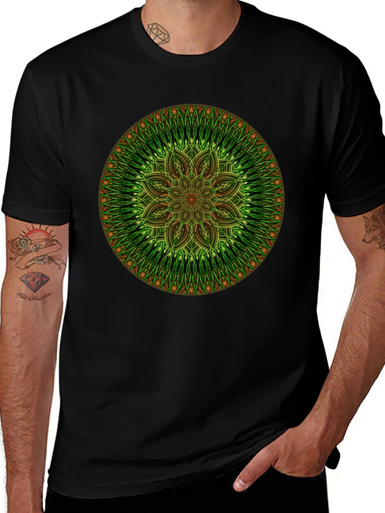 Green Mandala Graphic Tee - Casual Comfort