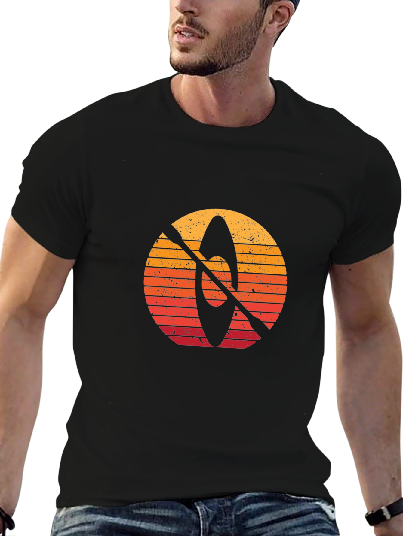 Retro Kayak Sunset Graphic T-Shirt