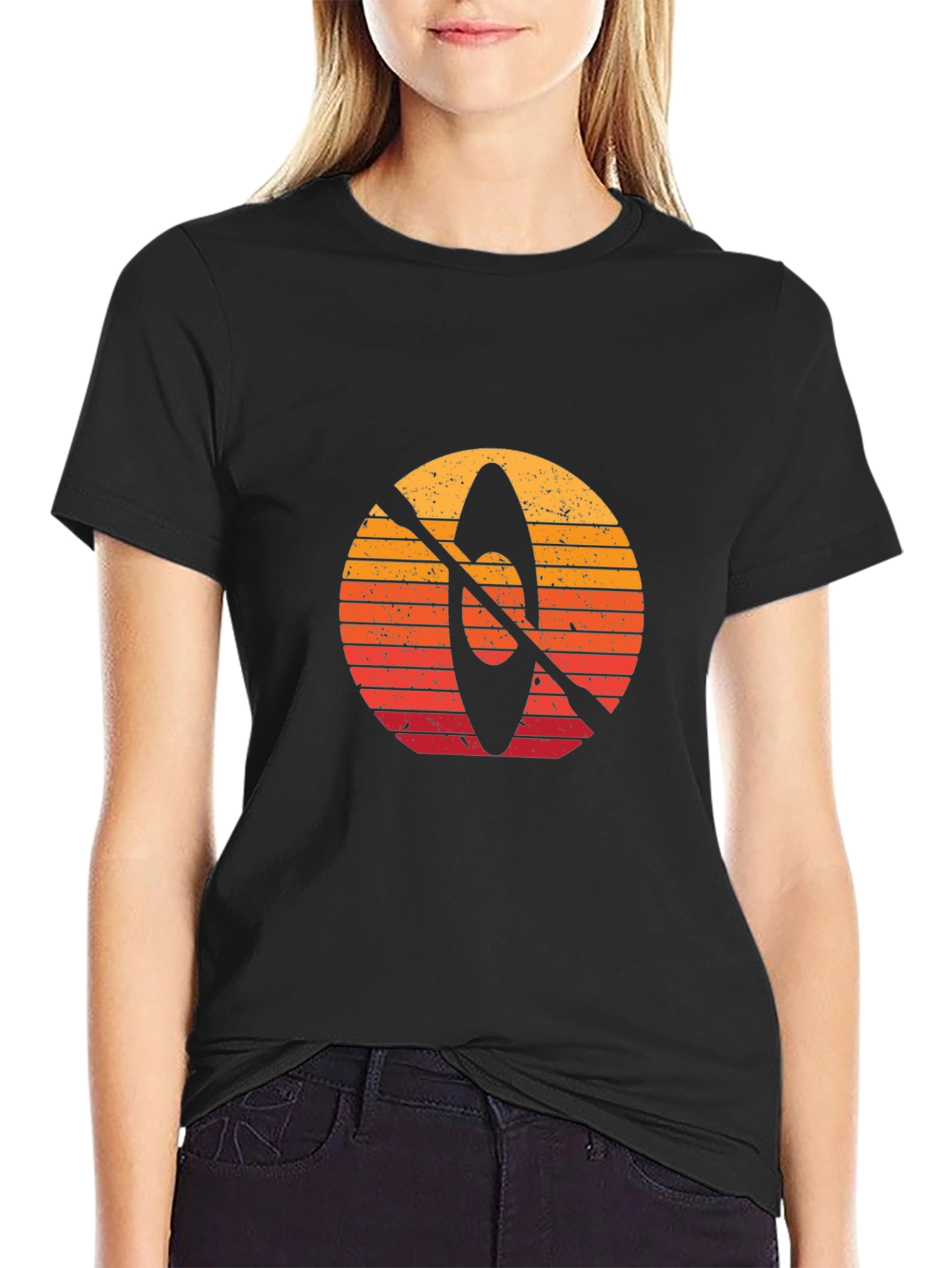 Retro Kayak Sunset Graphic T-Shirt