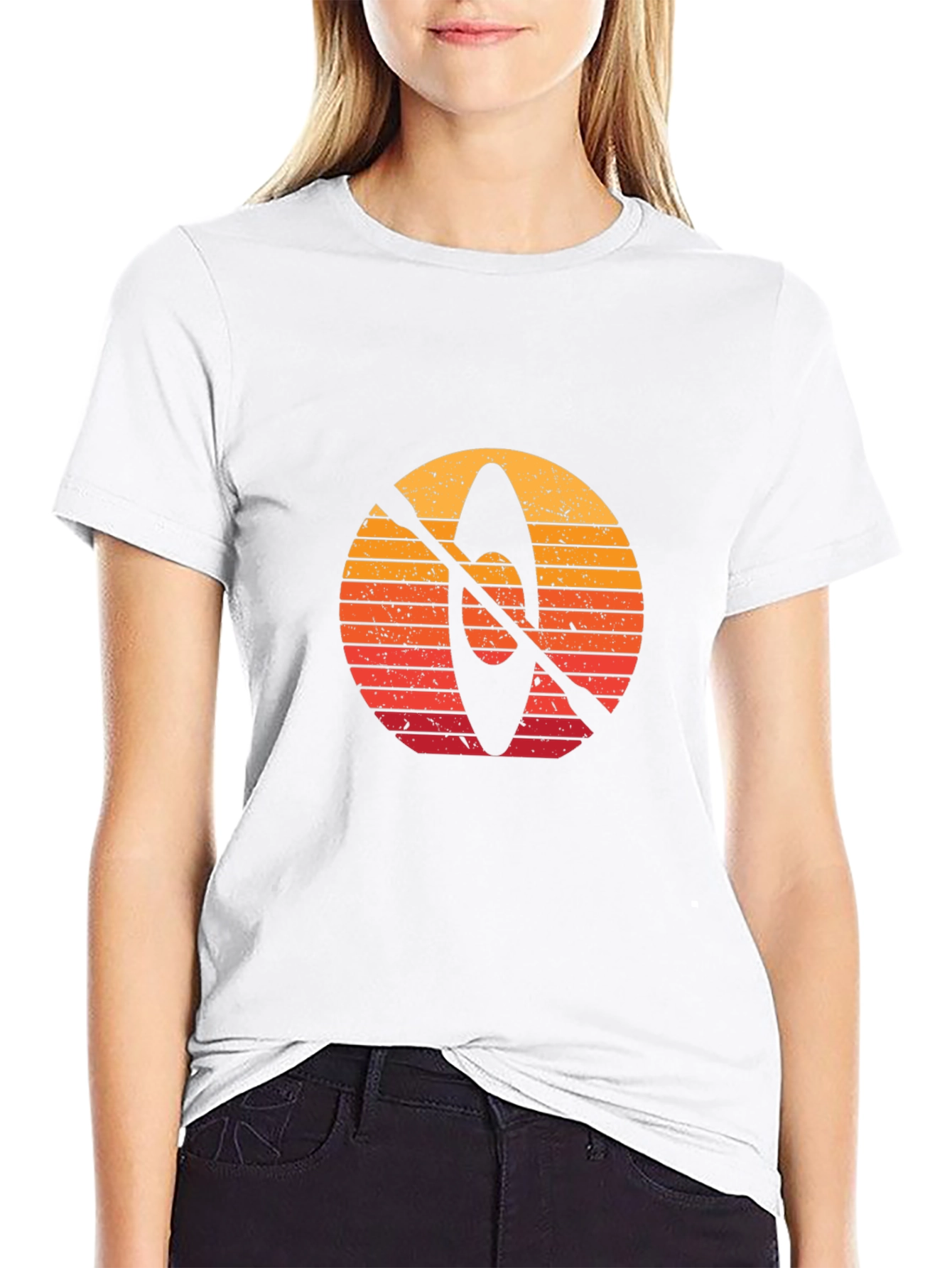 Retro Kayak Sunset Graphic T-Shirt