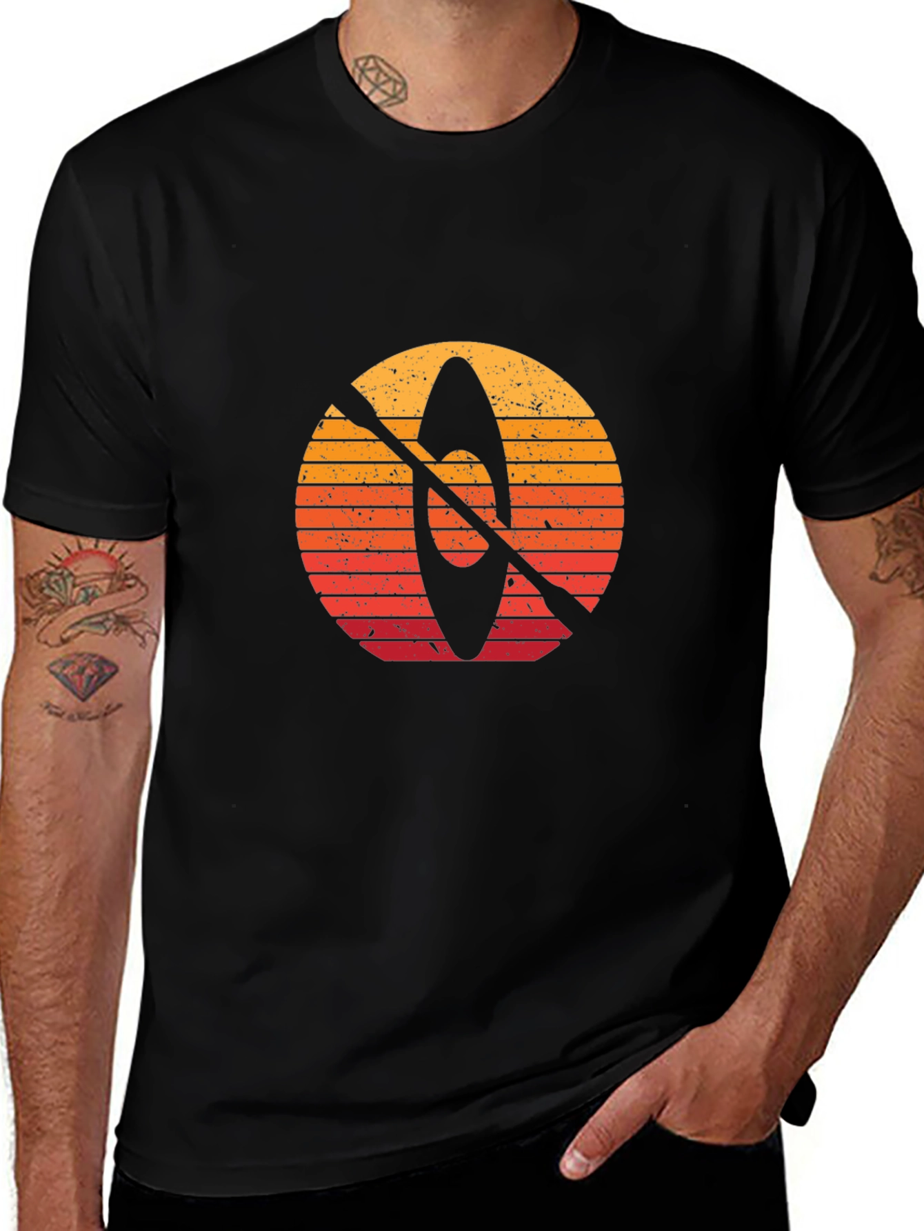 Retro Kayak Sunset Graphic T-Shirt