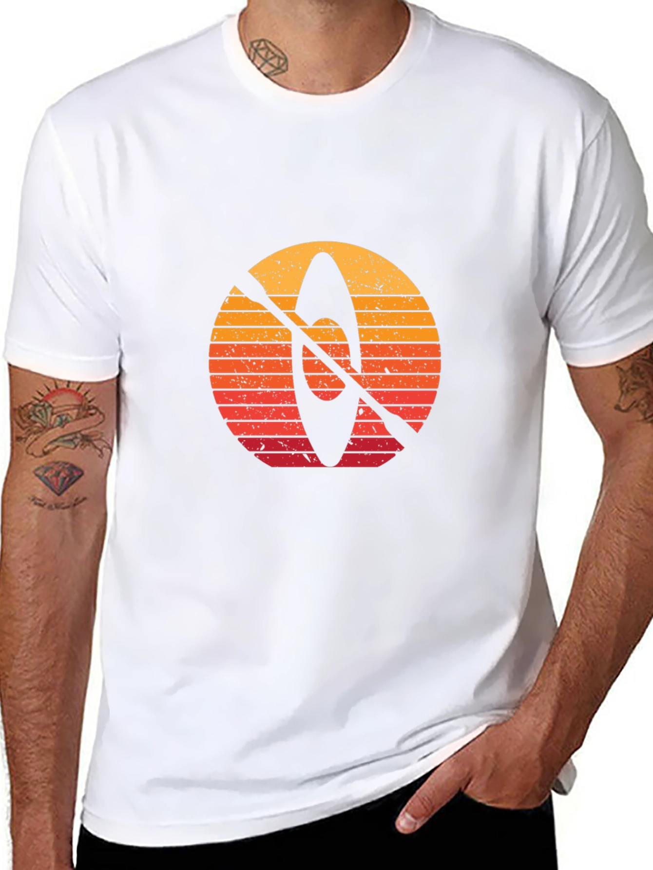 Retro Kayak Sunset Graphic T-Shirt