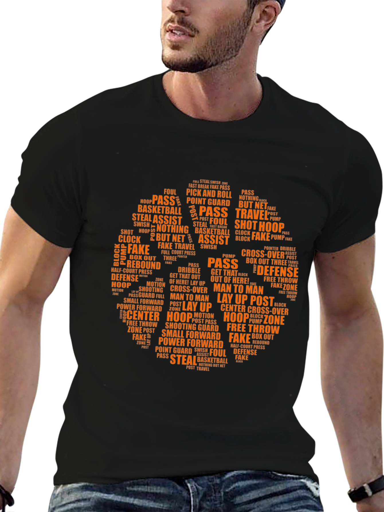 Basketball Word Art T-Shirt - Unique Design