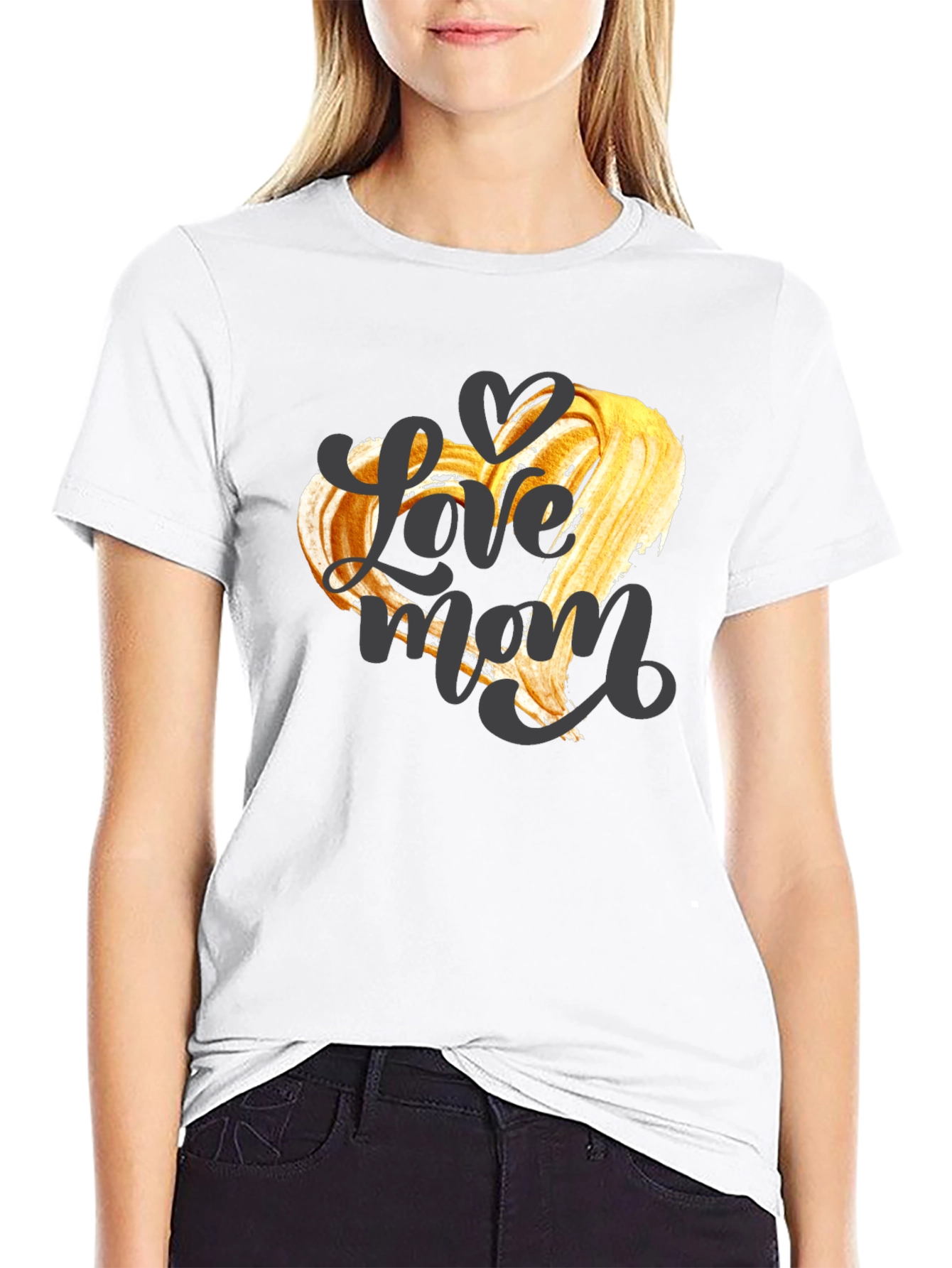 Love Mom Graphic T-Shirt - Black Crew Neck Tee