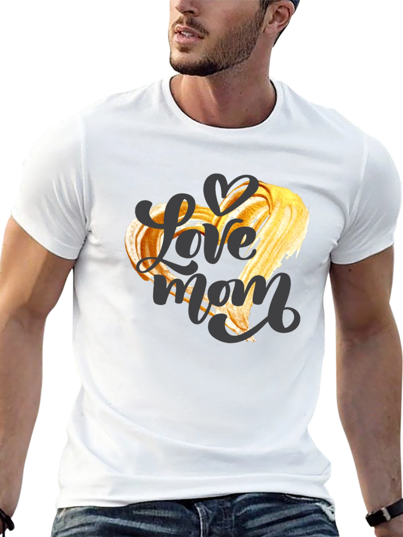 Love Mom Graphic T-Shirt - Black Crew Neck Tee