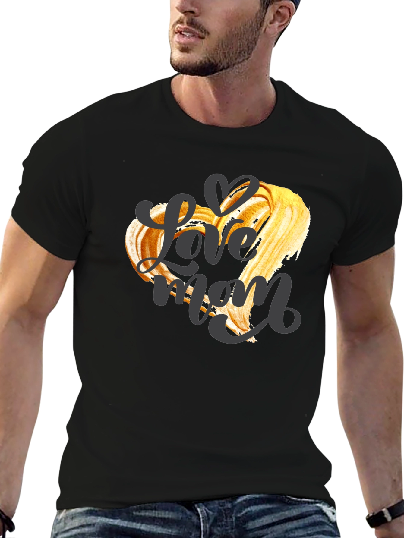 Love Mom Graphic T-Shirt - Black Crew Neck Tee