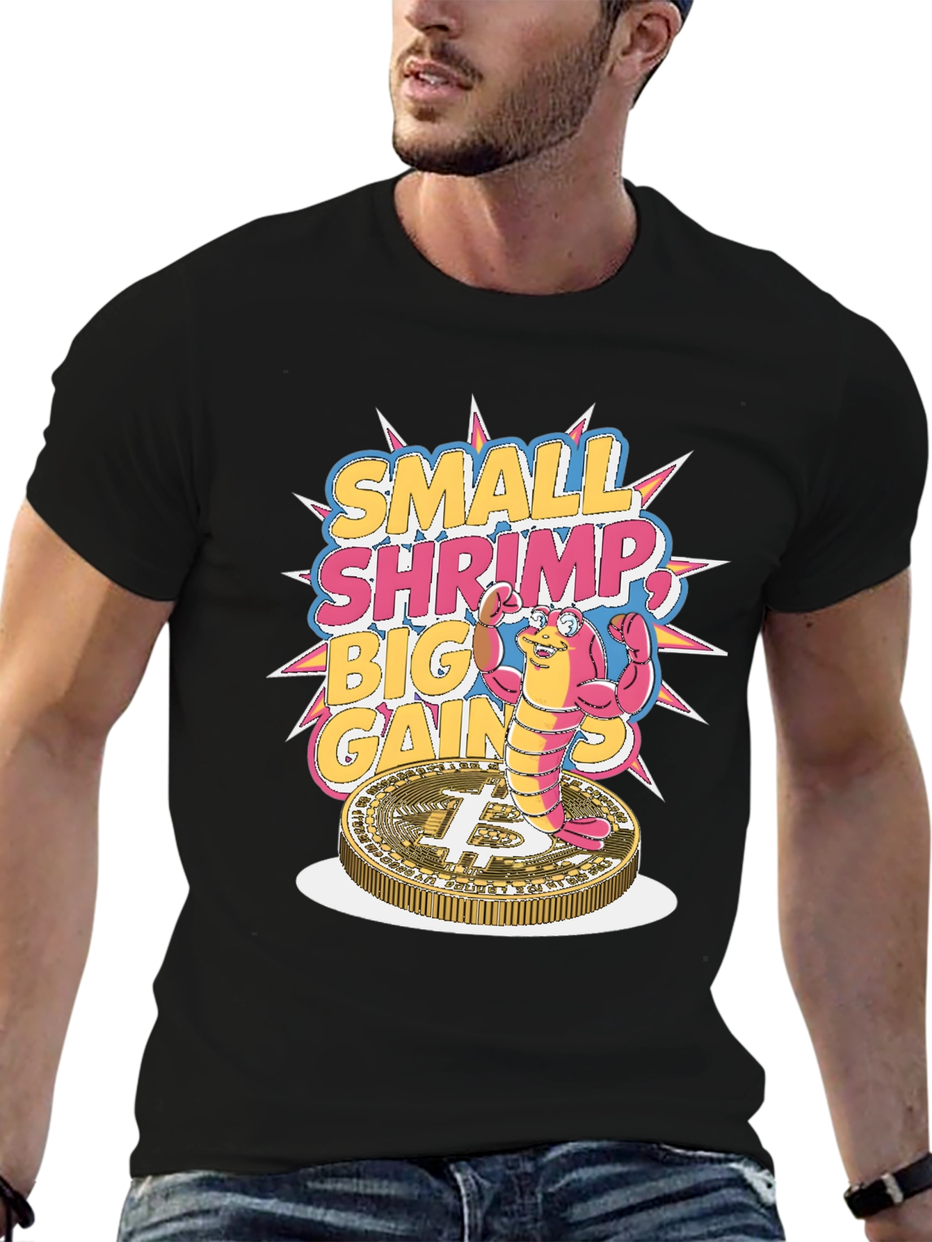 Small Shrimp Big Gains Bitcoin T-Shirt