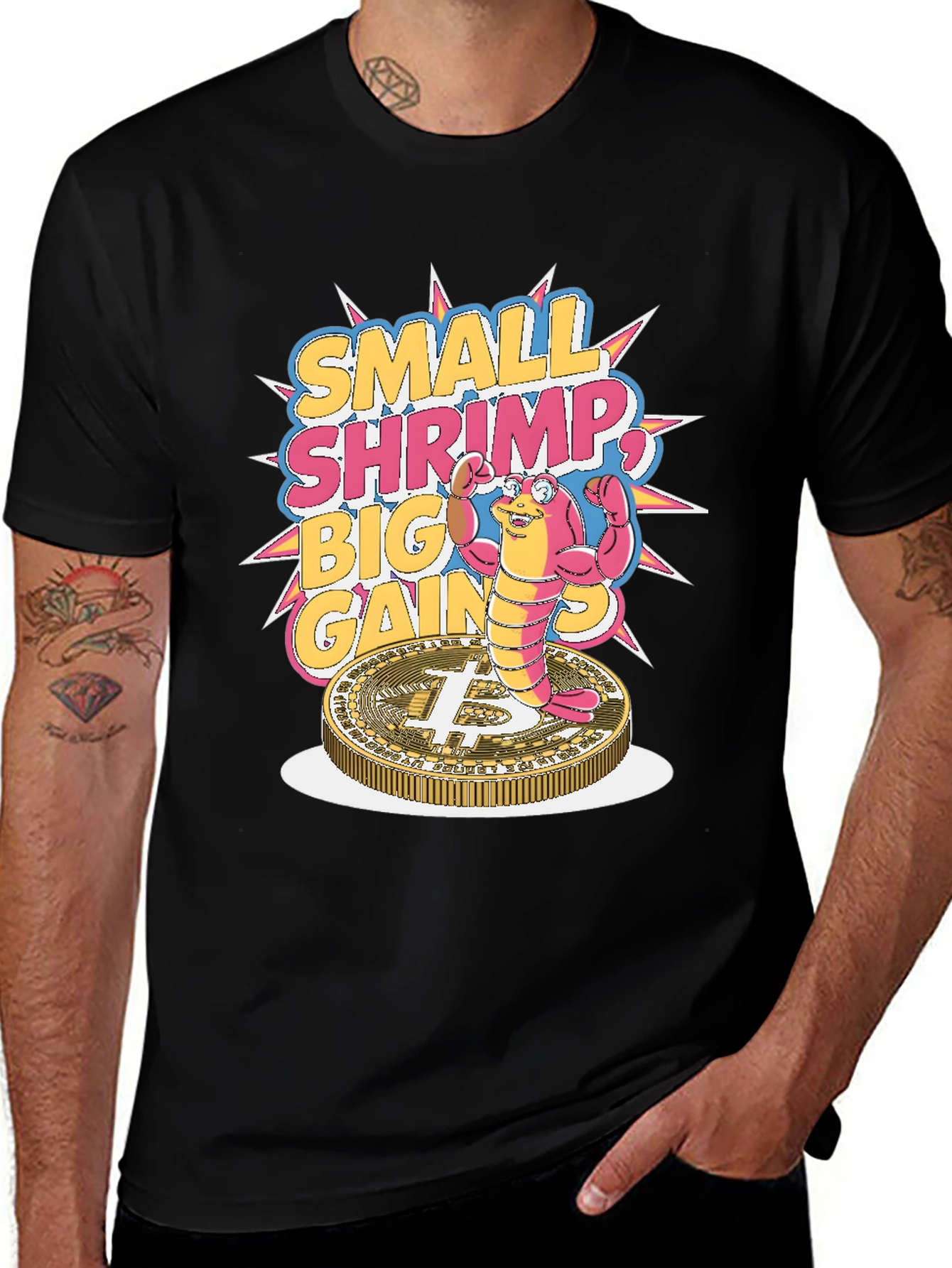 Small Shrimp Big Gains Bitcoin T-Shirt