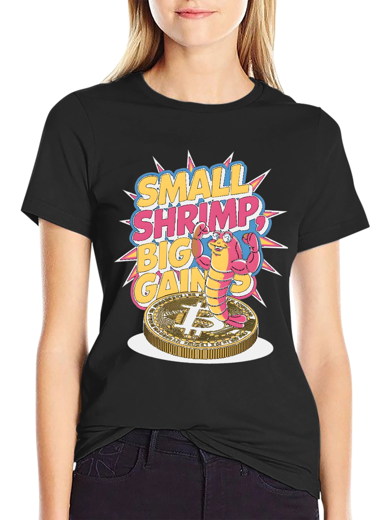 Small Shrimp Big Gains Bitcoin T-Shirt