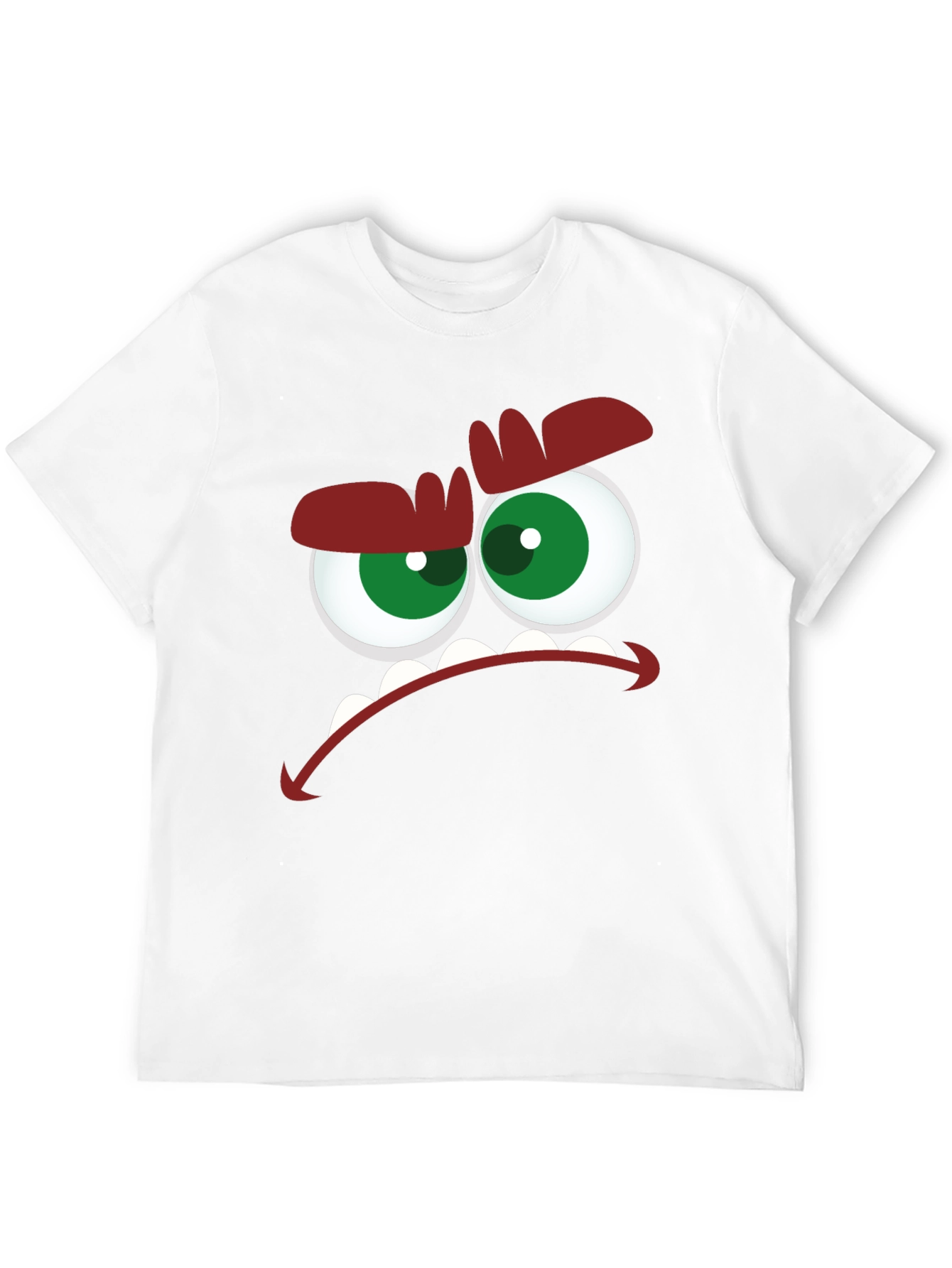 Angry Cartoon Face Graphic Black T-Shirt