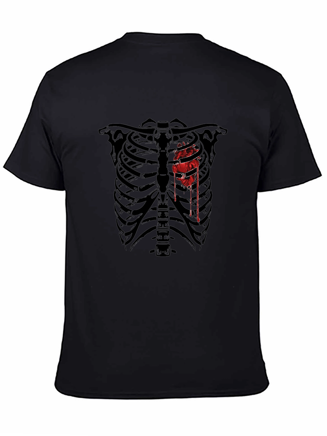 Skeleton Ribcage Bloody Heart Graphic Tee
