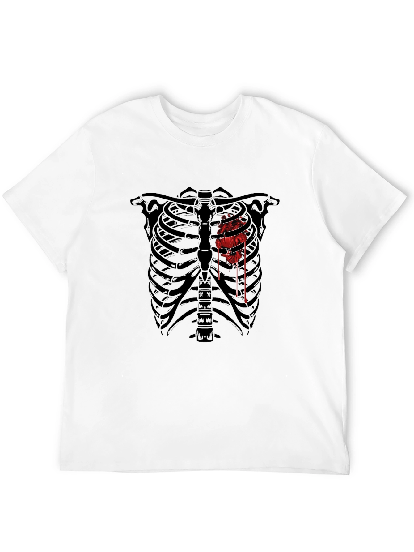 Skeleton Ribcage Bloody Heart Graphic Tee