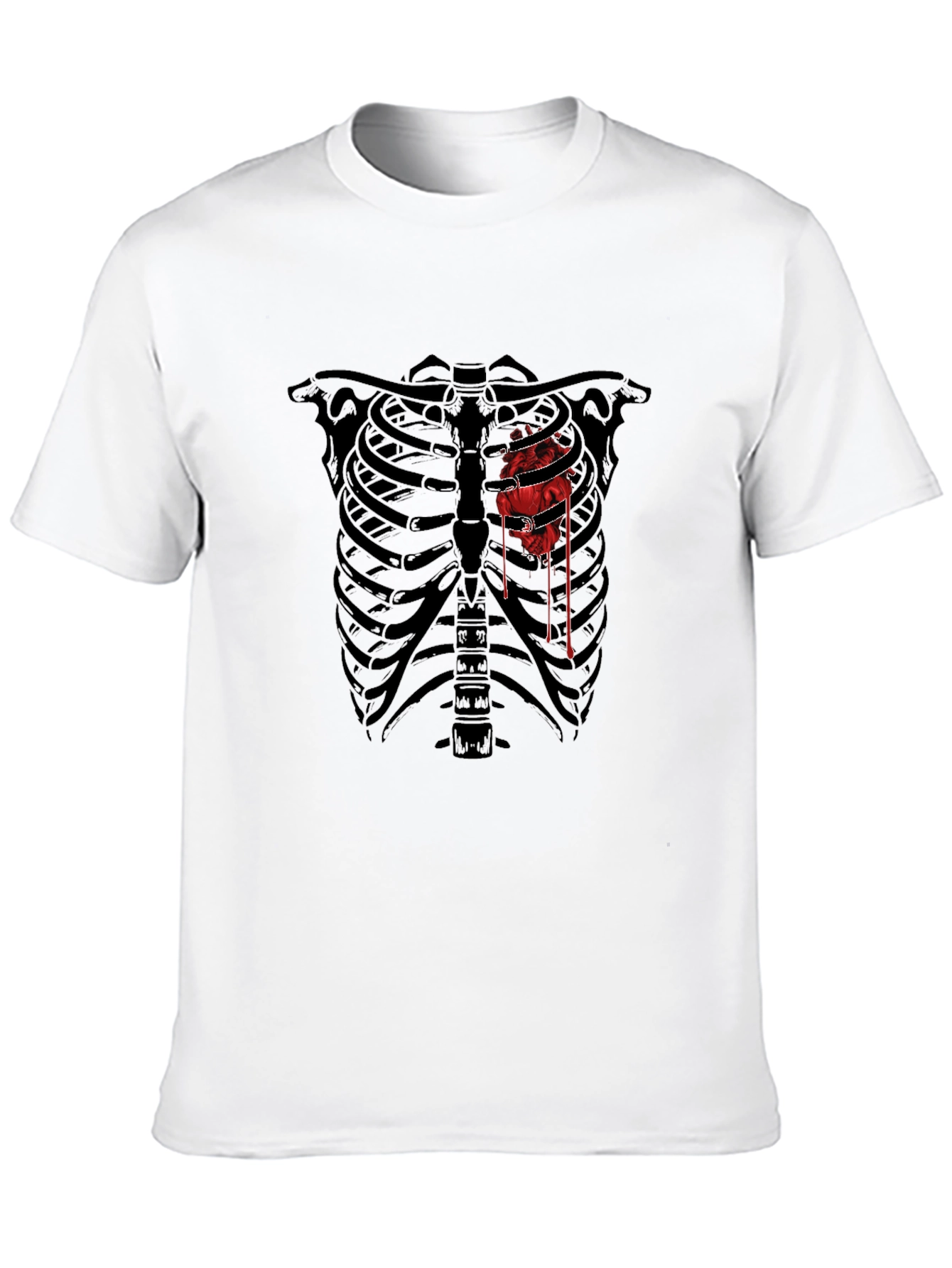 Skeleton Ribcage Bloody Heart Graphic Tee