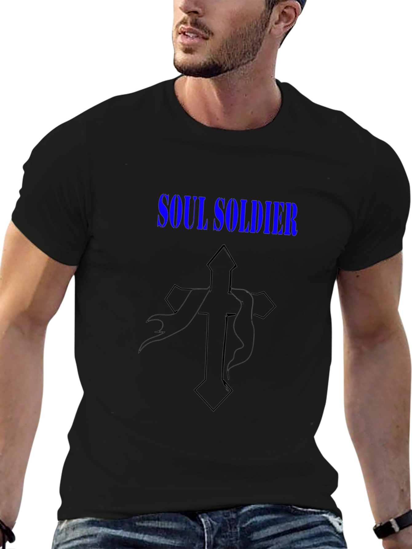 Soul Soldier Graphic Tee - Black Cotton Blend