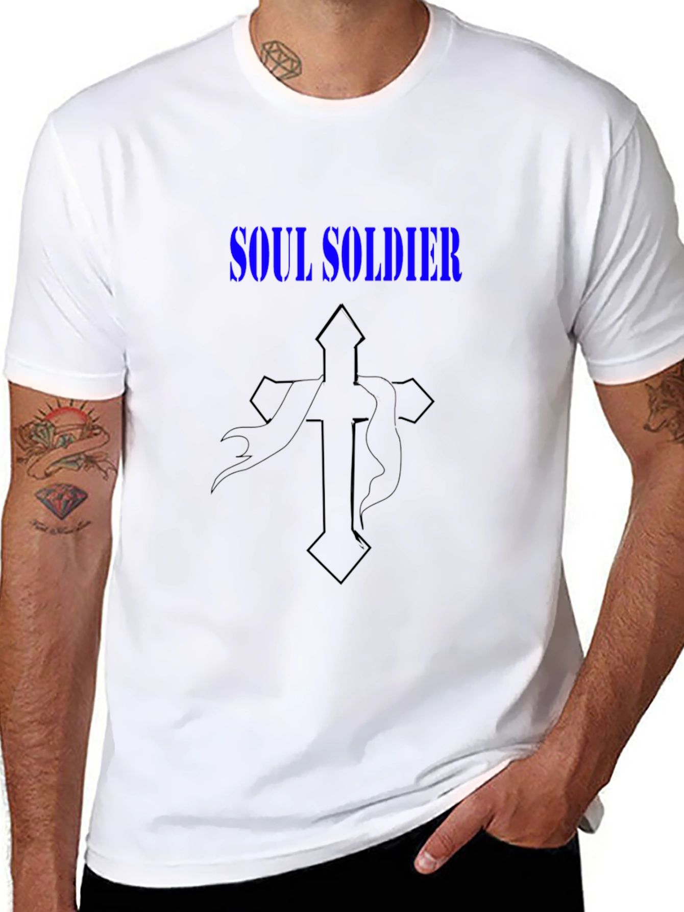 Soul Soldier Graphic Tee - Black Cotton Blend