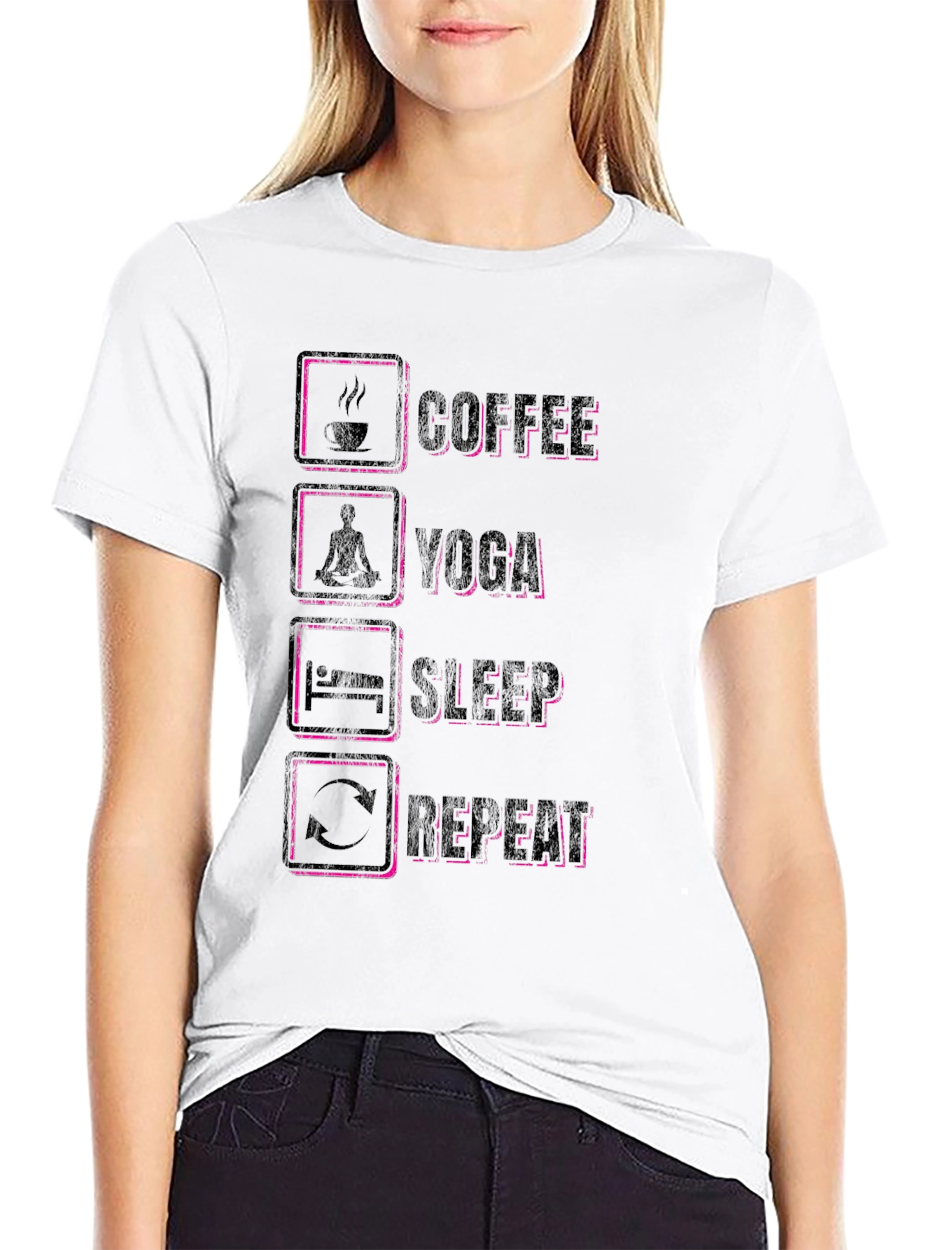 Coffee Yoga Sleep Repeat Graphic Tee