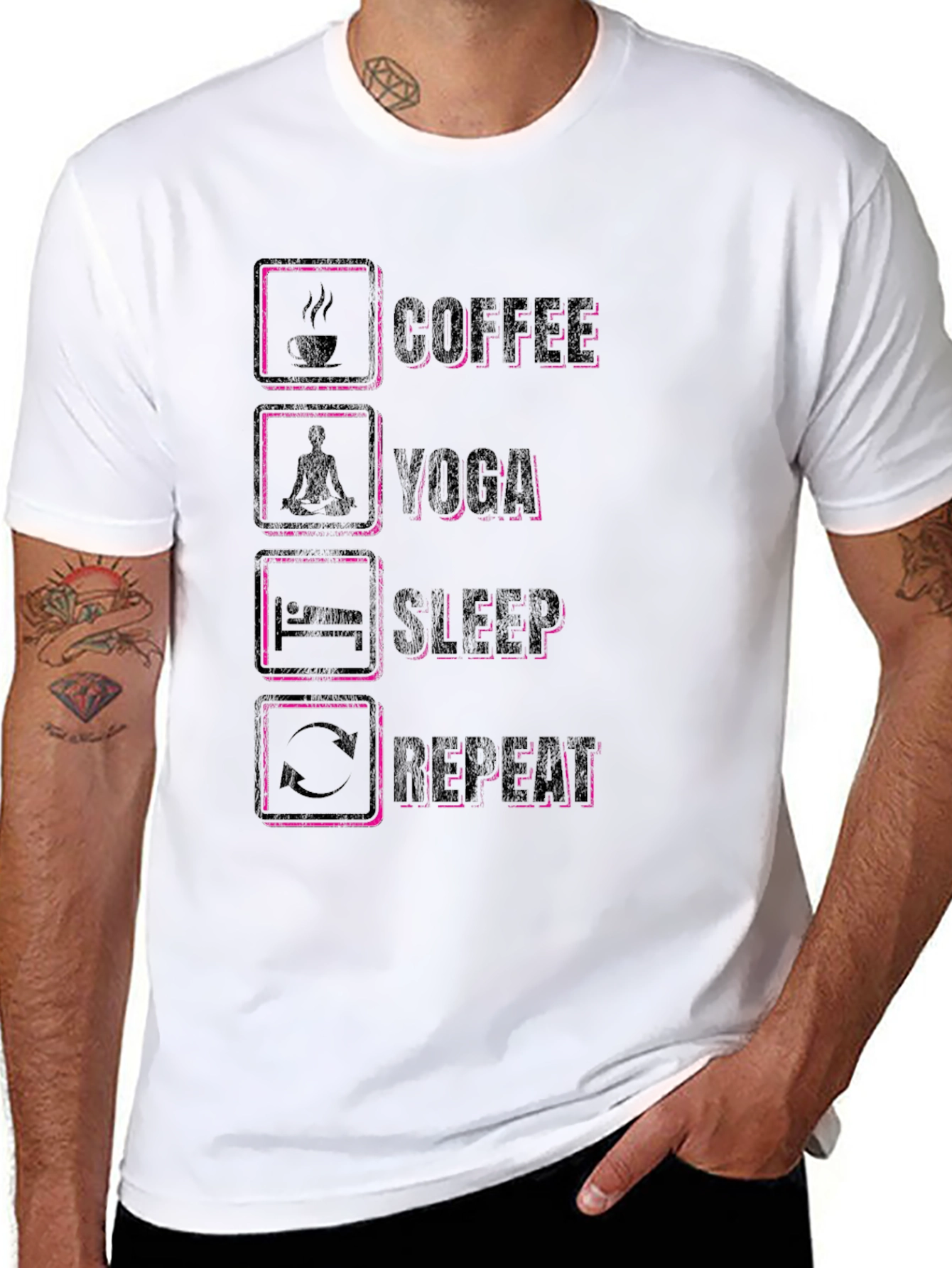 Coffee Yoga Sleep Repeat Graphic Tee