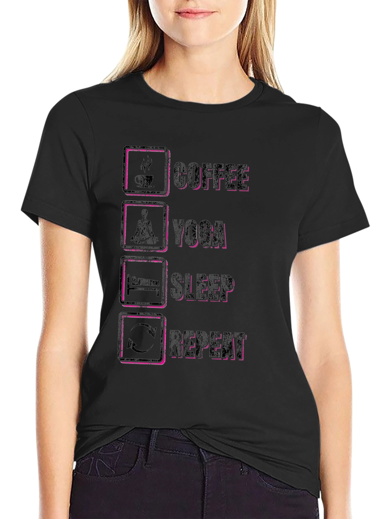 Coffee Yoga Sleep Repeat Graphic Tee