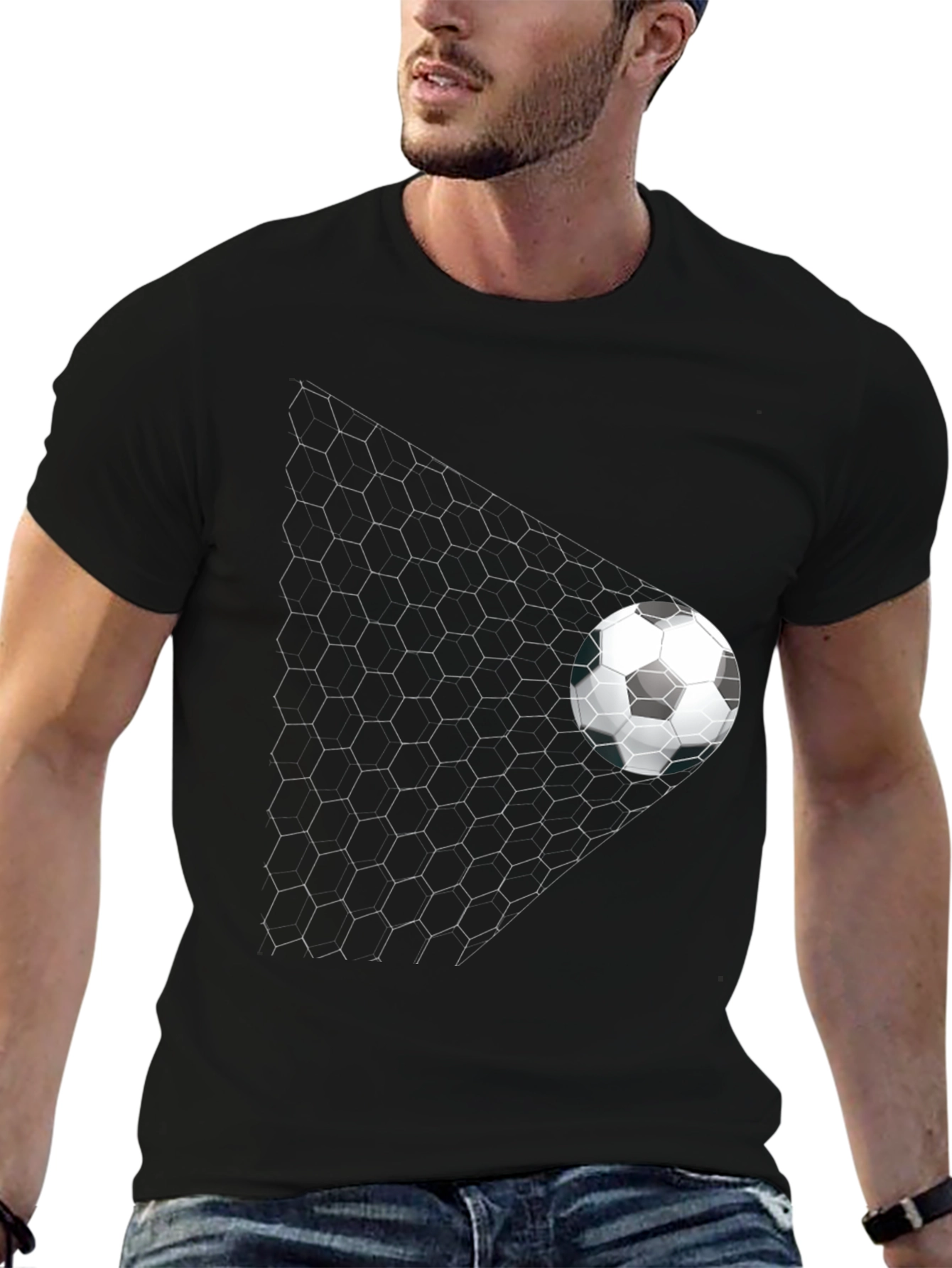 Soccer Goal Graphic Tee - Black Casual Shirt