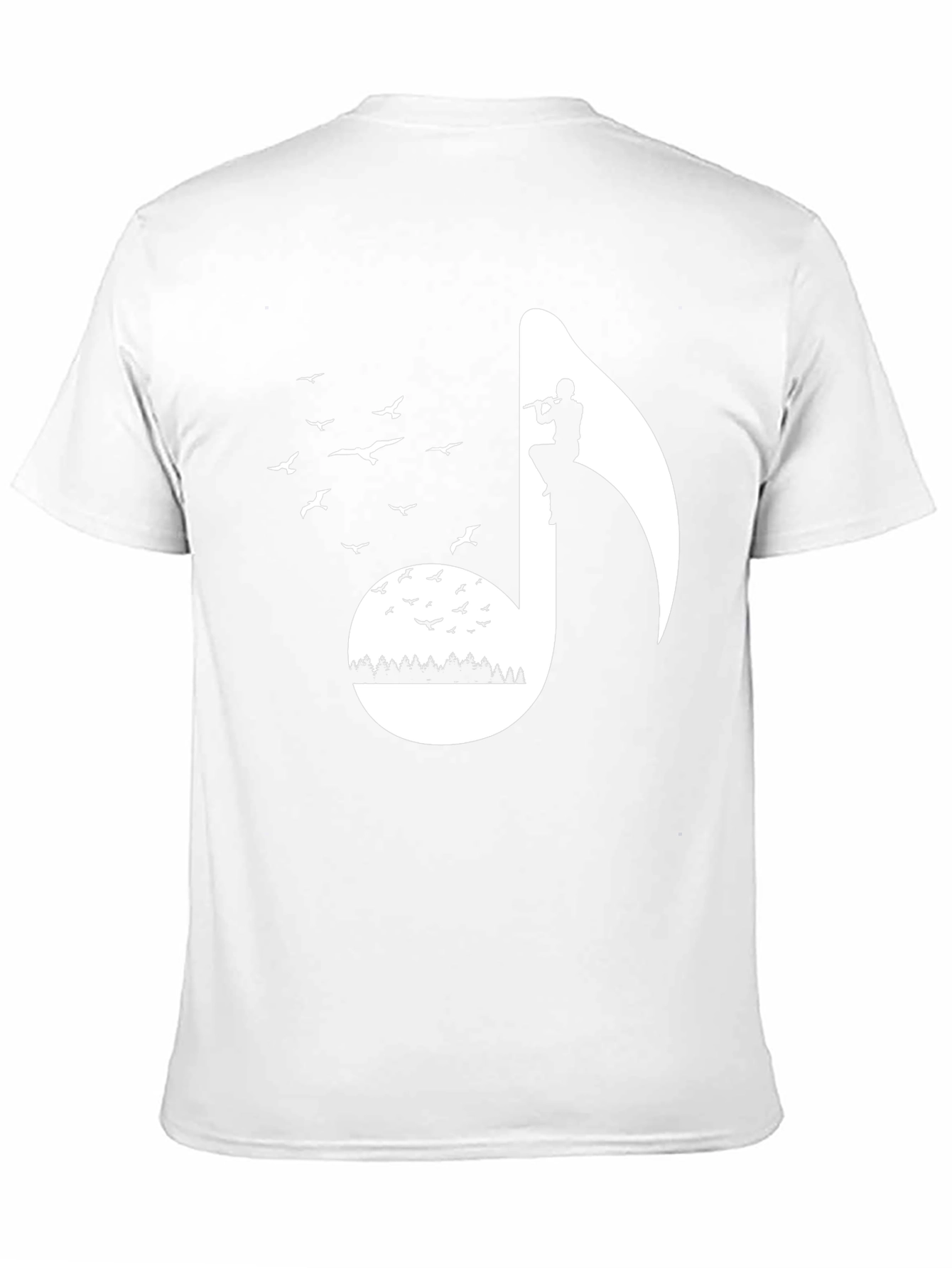 Musical Note Graphic Tee - Nature Inspired Flute Player