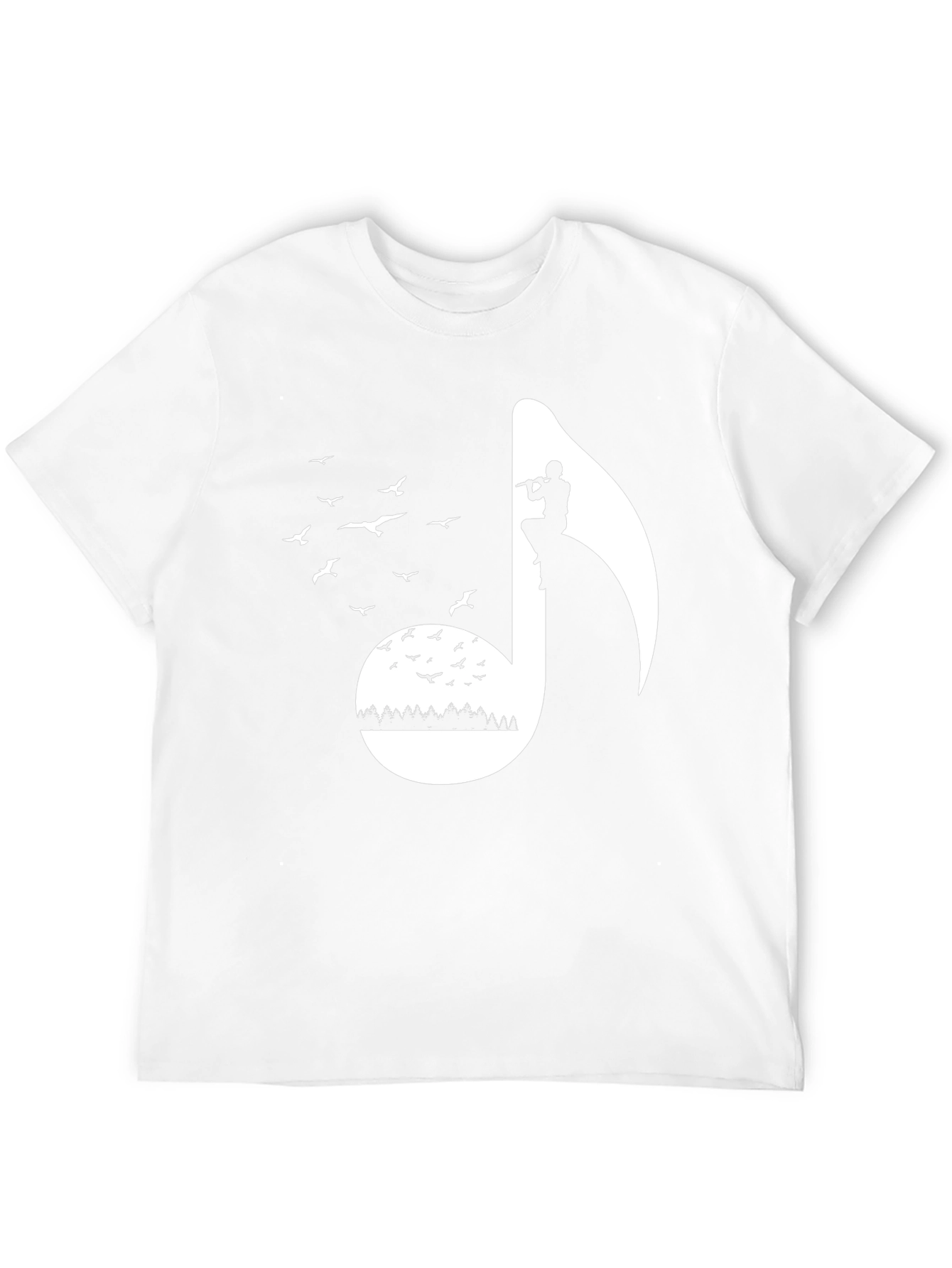 Musical Note Graphic Tee - Nature Inspired Flute Player