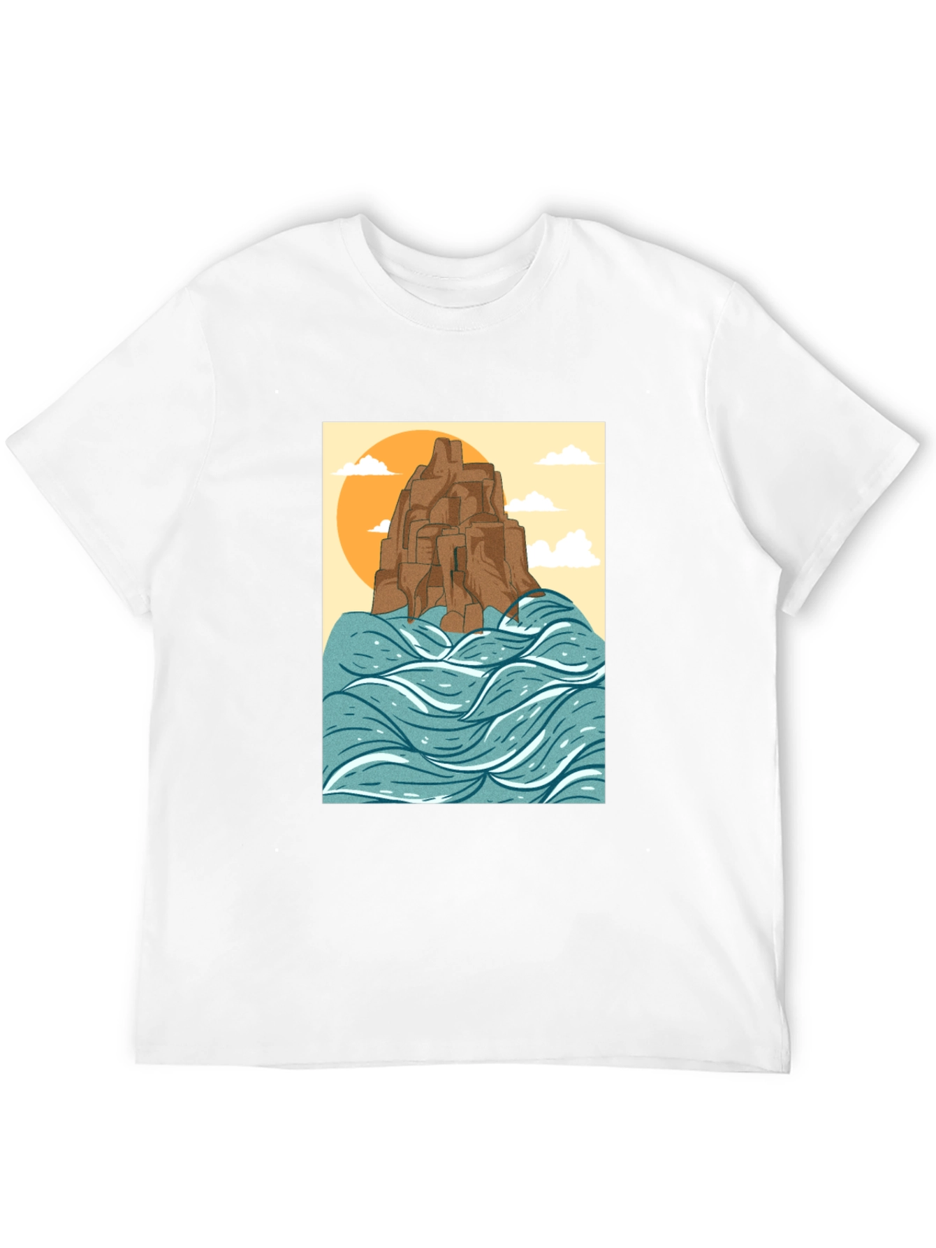 Coastal Cliff Graphic T-Shirt - Black